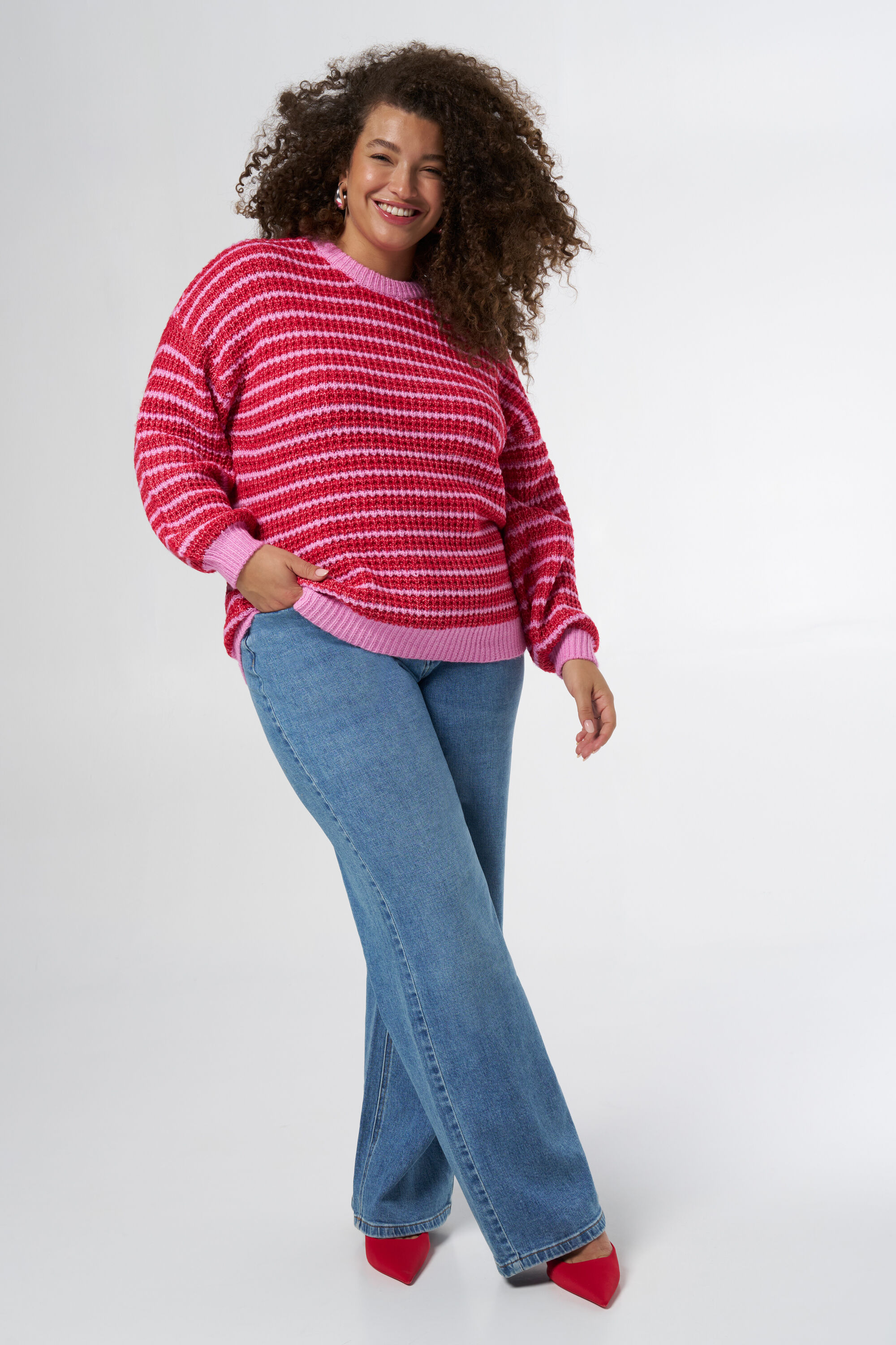 Gebreide trui met duo kleur image number 5