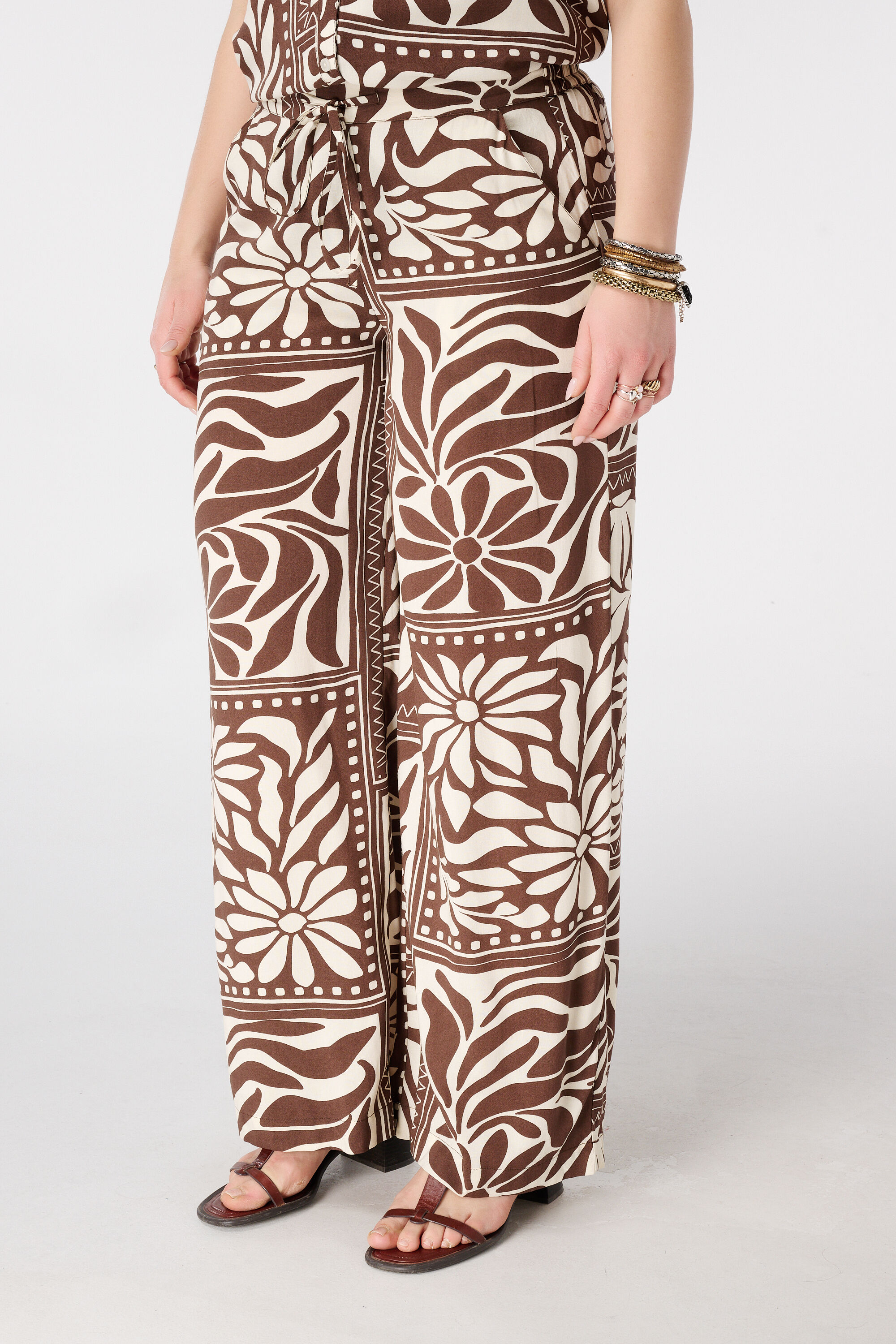 Wide leg broek met print image number 5