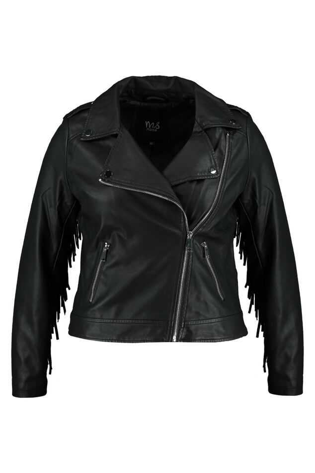 Imitatieleren jas met franjes image number 2