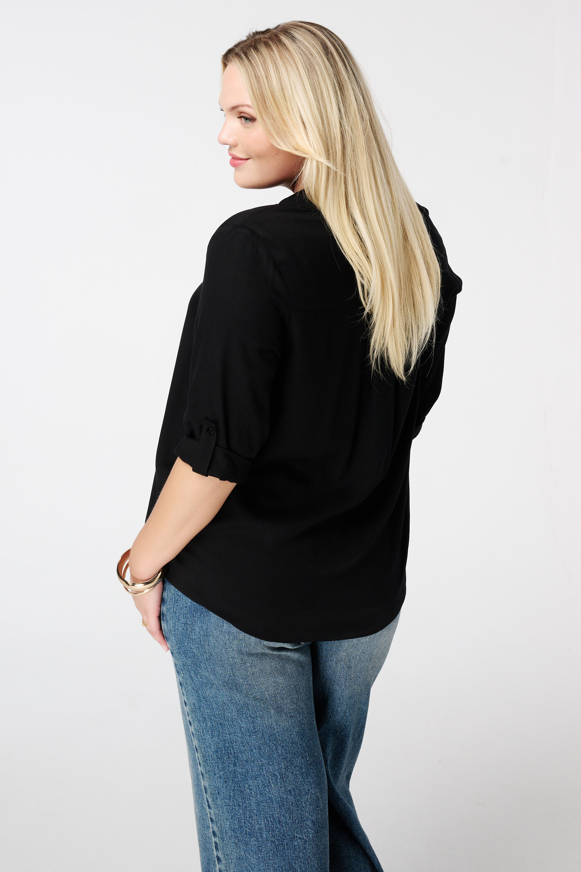 Blouse met opgerolde mouwen image number 3