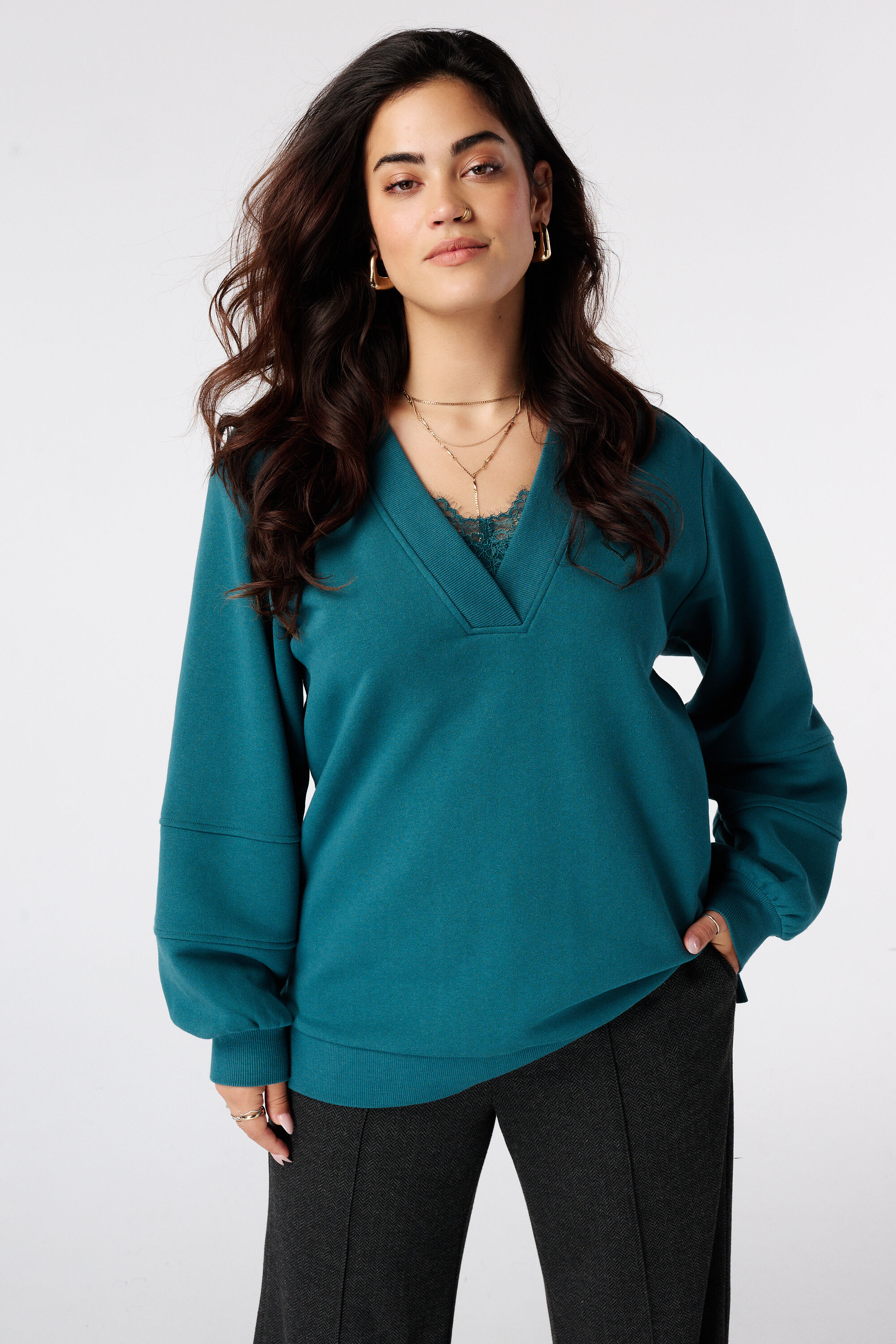 Sweater met v-hals
