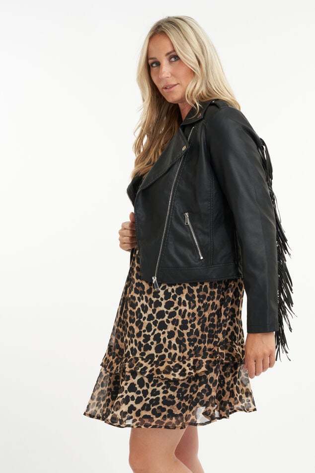 Imitatieleren jas met franjes image number 6