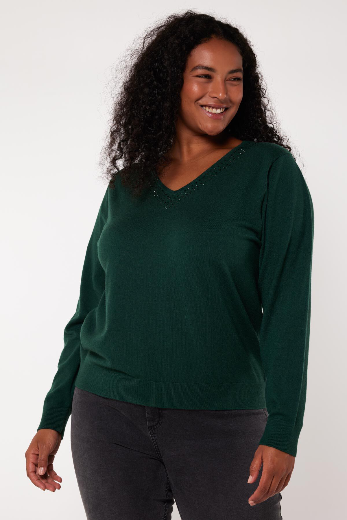 Dames V hals trui met details MS Mode