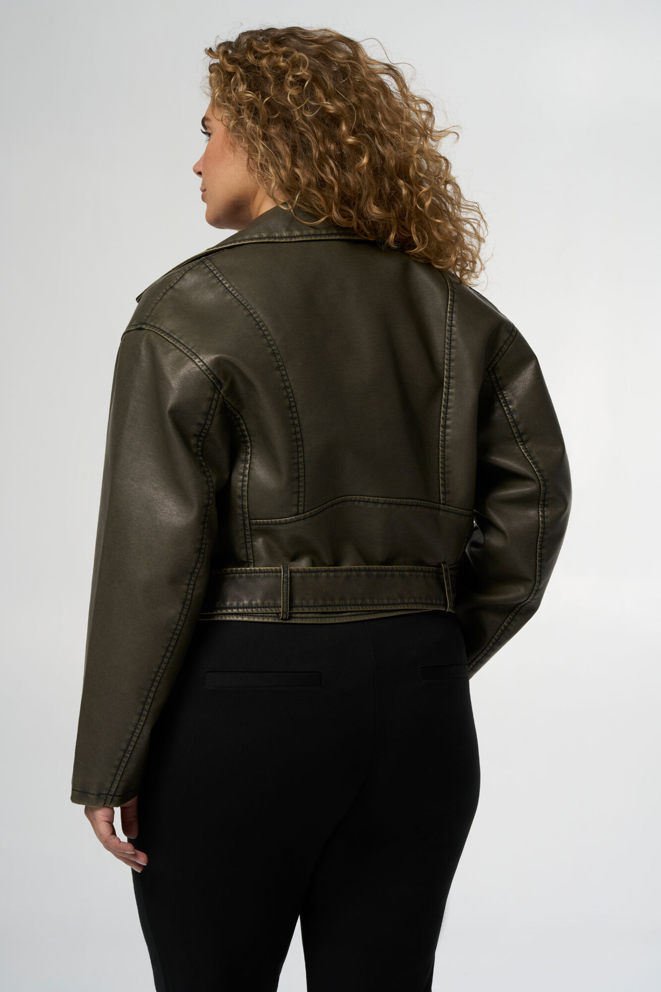 Oversized bikerjack in leerlook image number 3