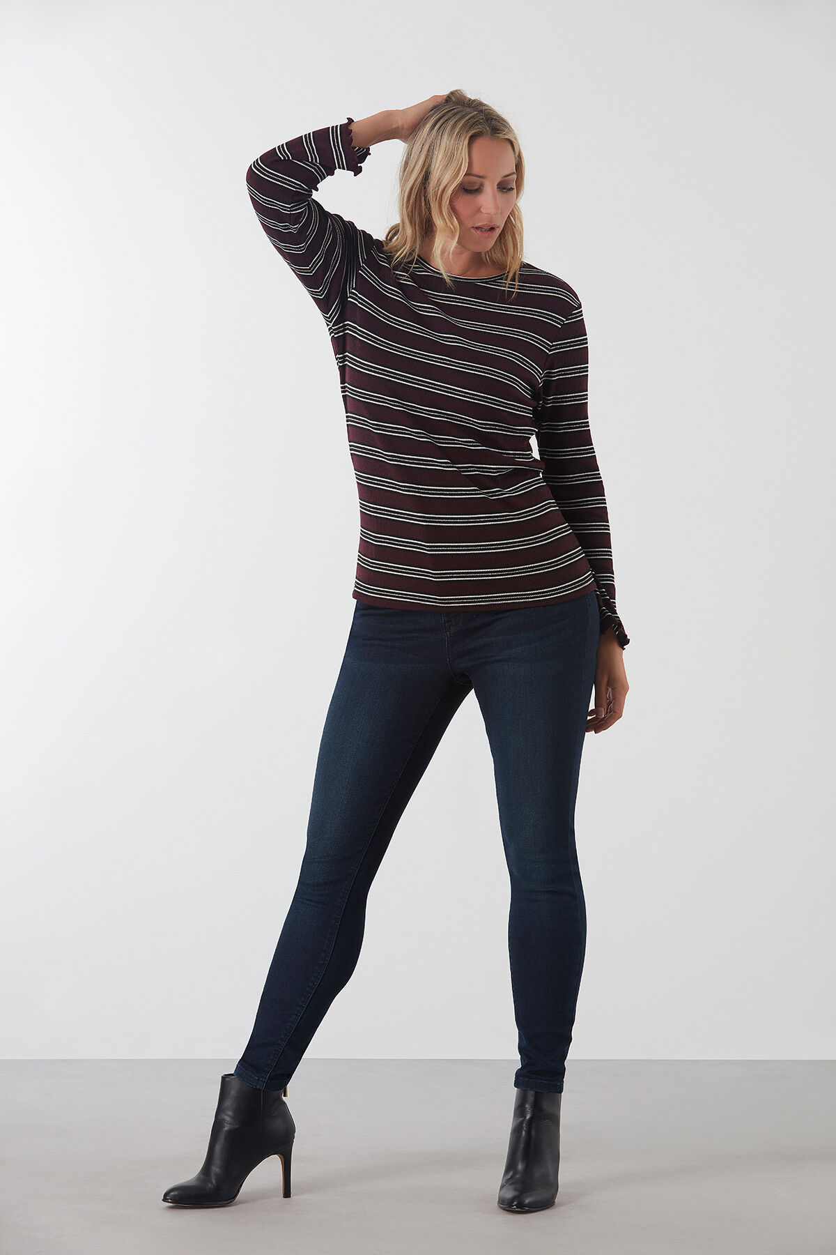 Gestreepte top met zilver lurex image number 3