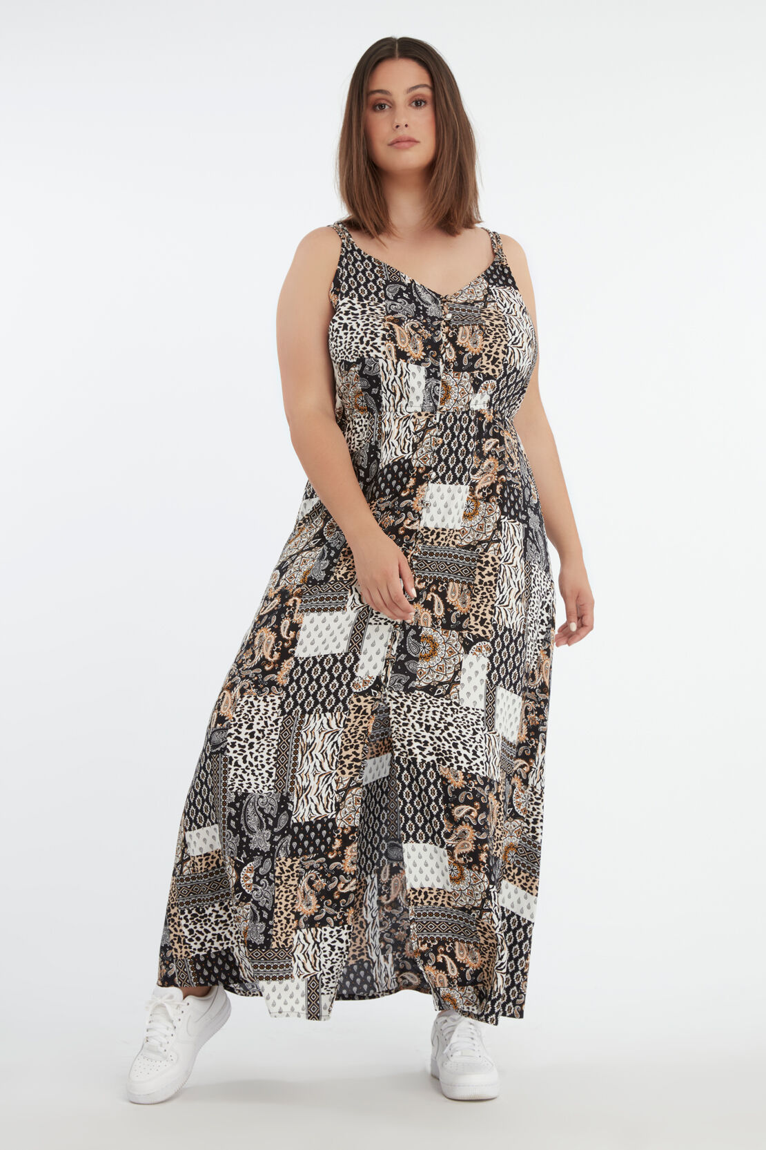 Lange jurk met patchwork image number 6