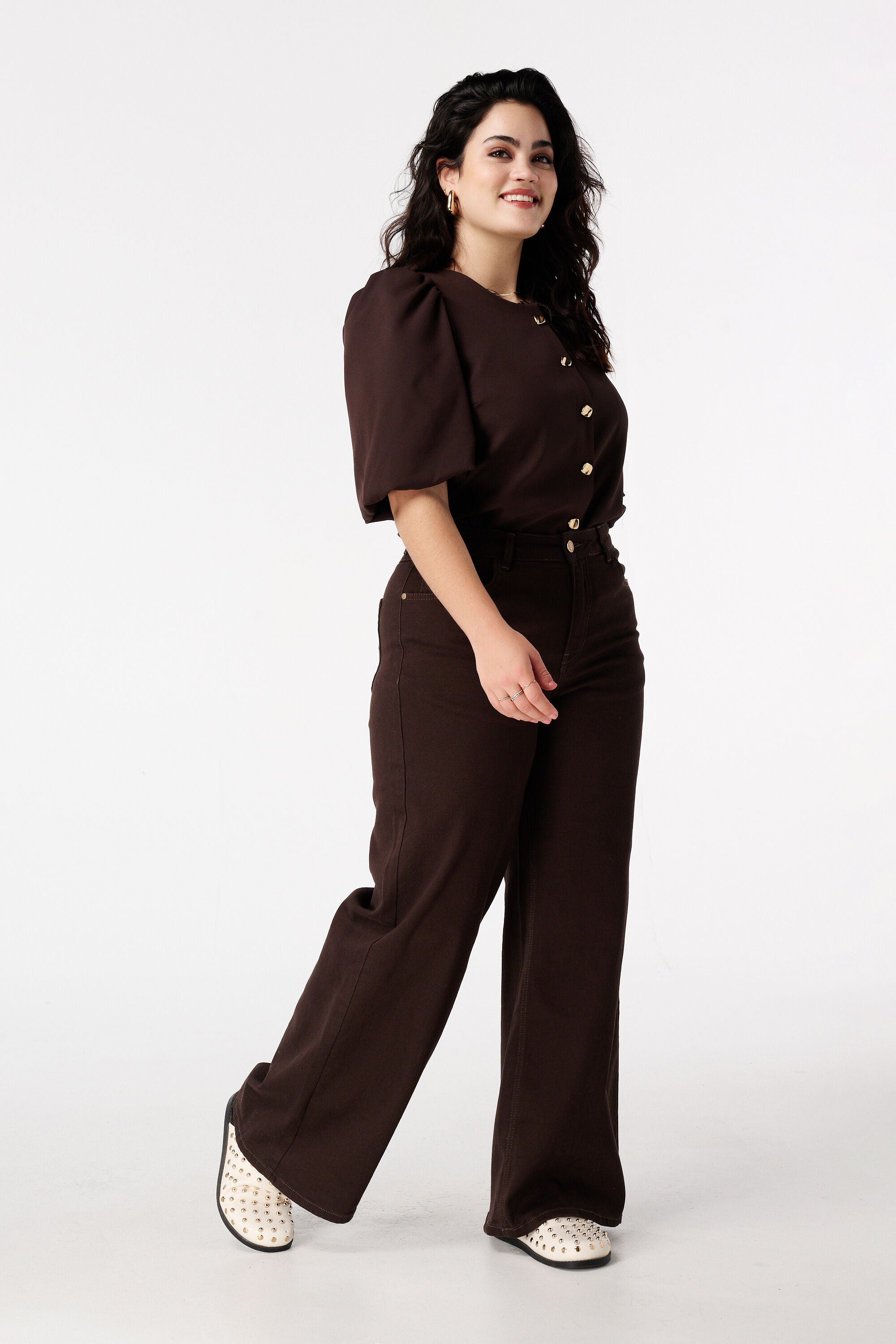 Wide leg jeans met hoge taille