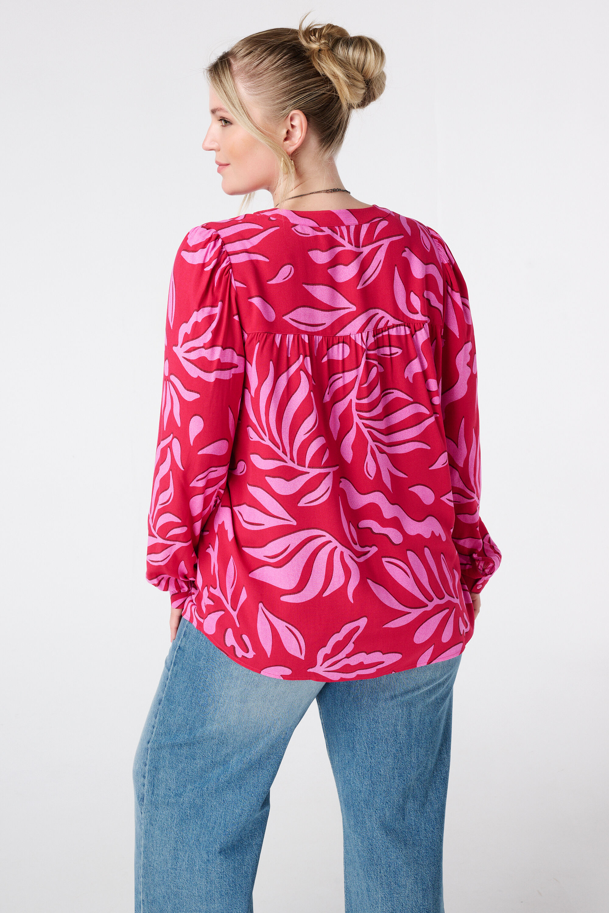 Blouse met print en klosjes image number 3