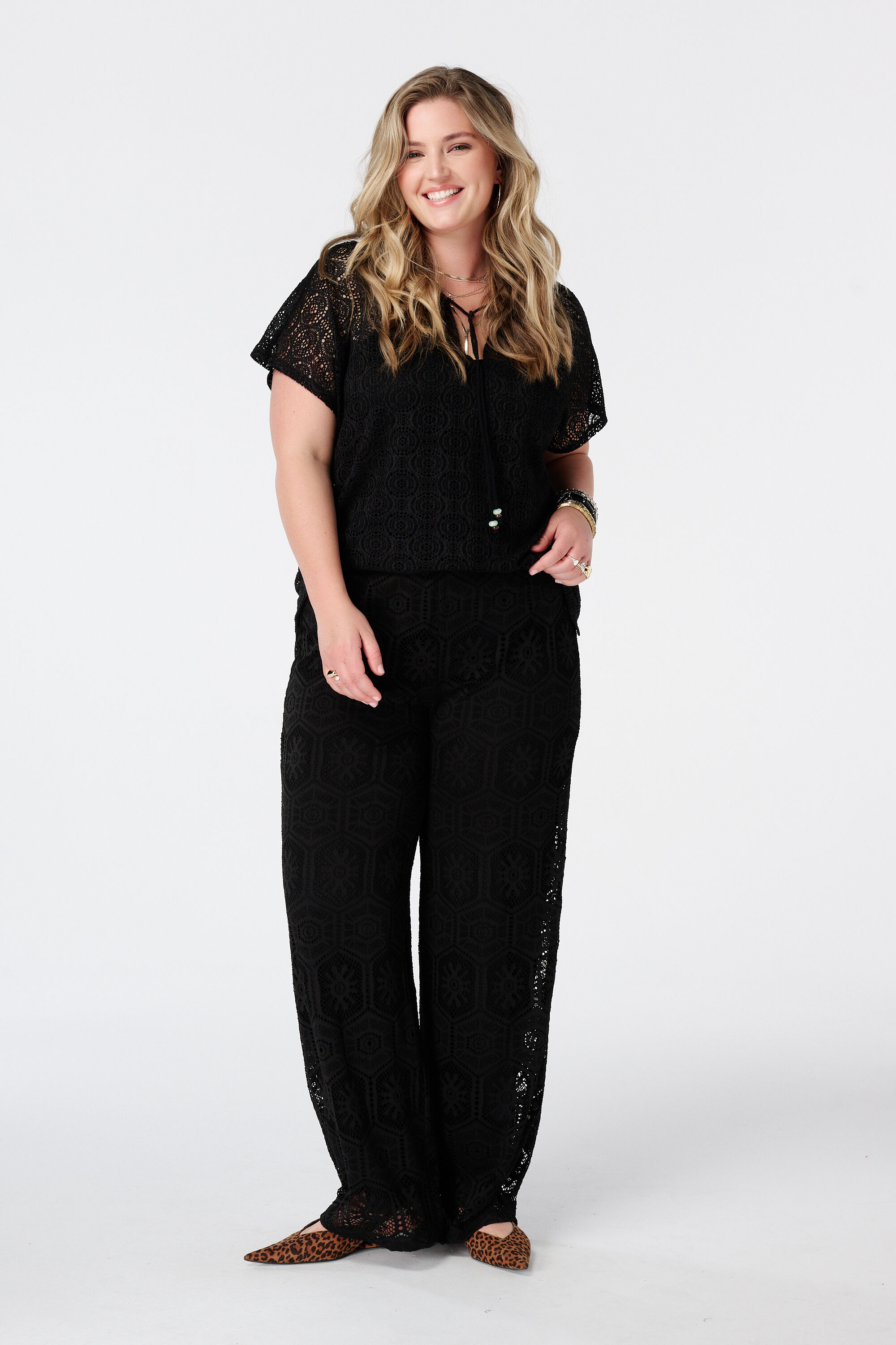 Kanten top met koortjes image number 5