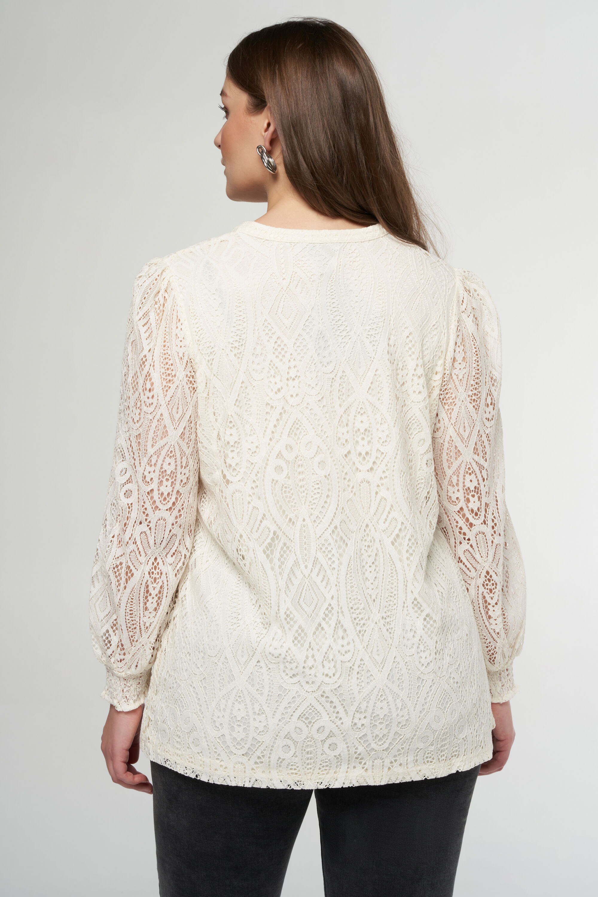 Top met kanten en doorschijnende mouwen image number 3