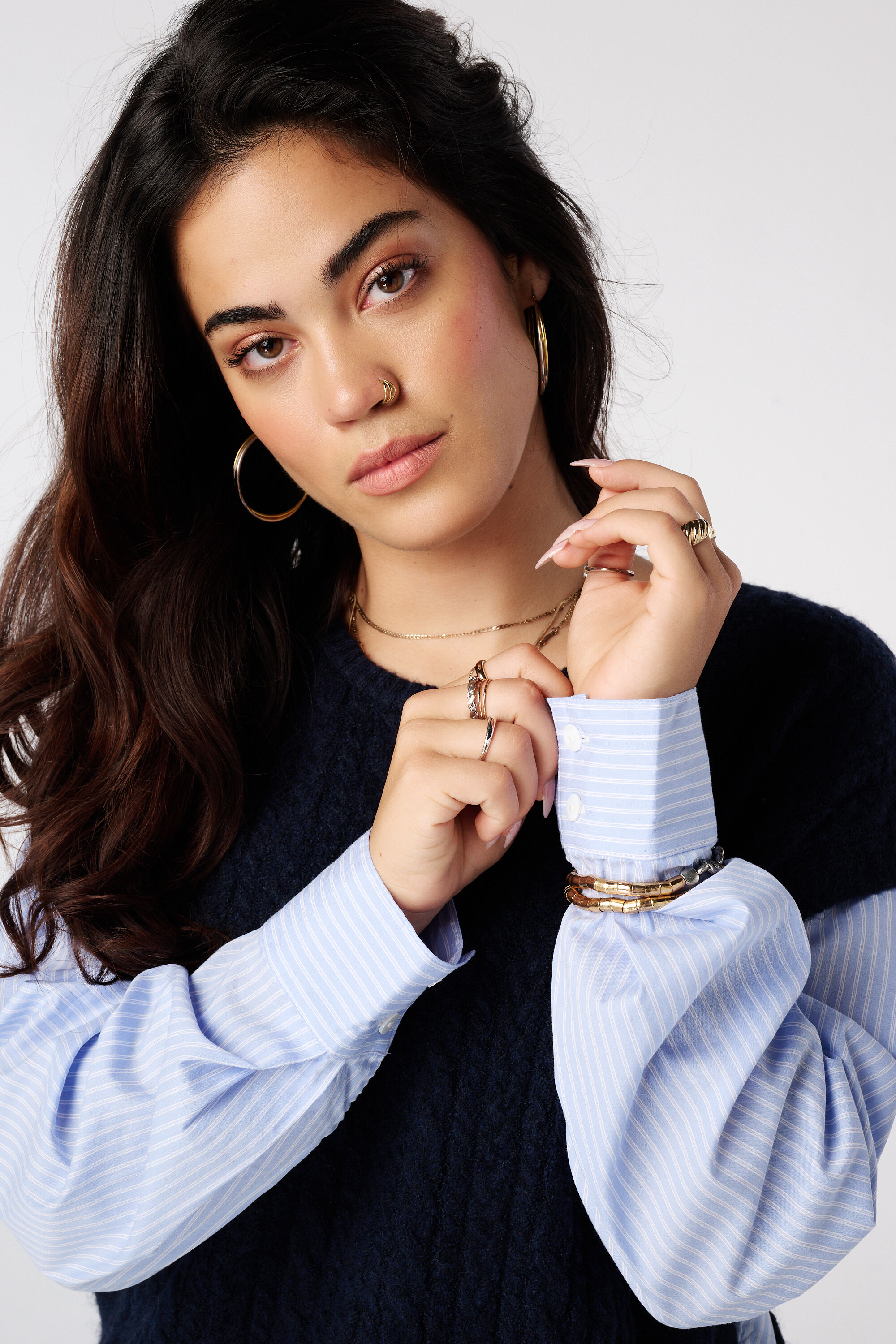 Trui met contrasterende blouse mouwen image number 4