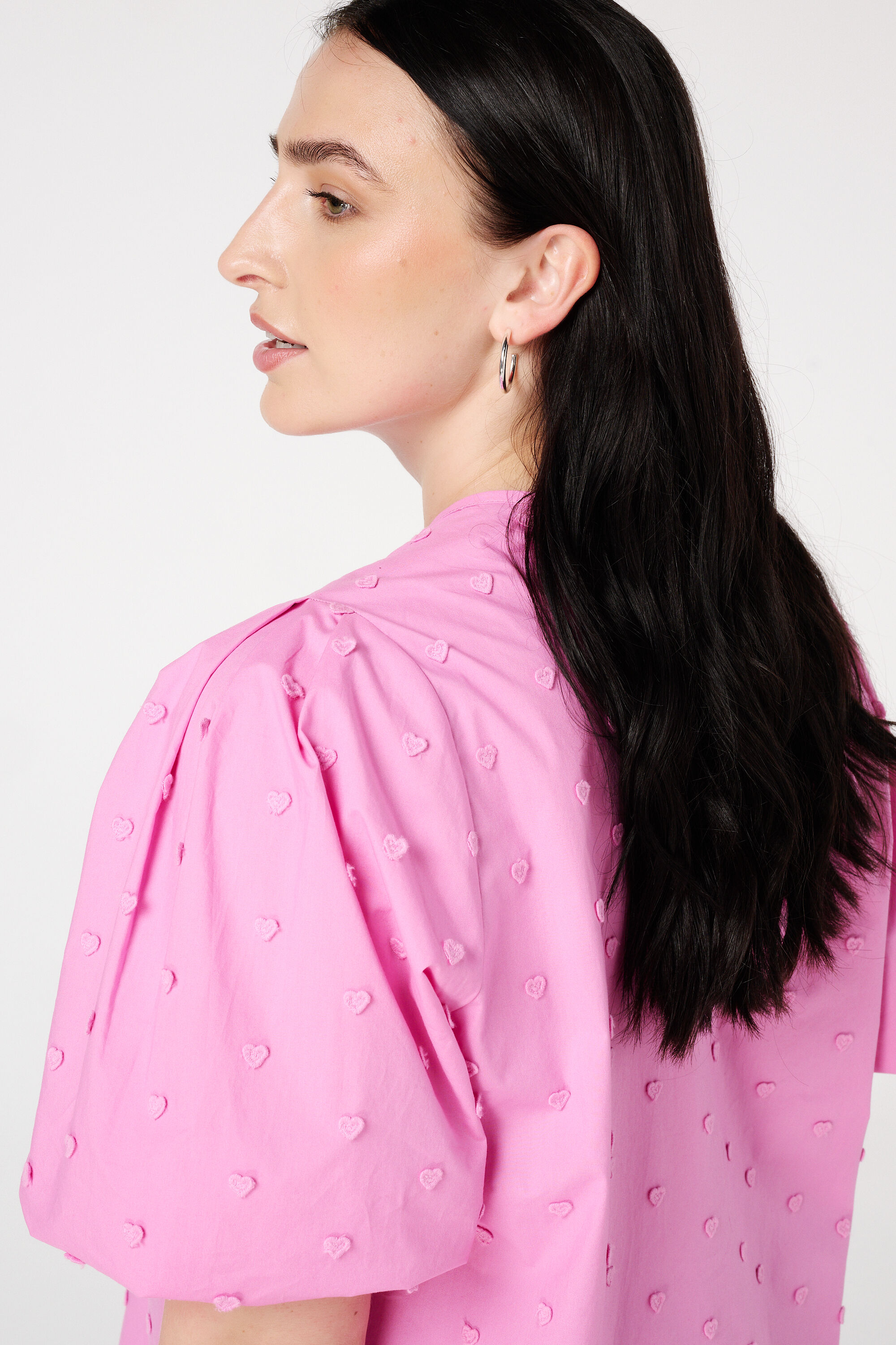 Blouse met geborduurde hartjes en driekwart mouwen image number 4