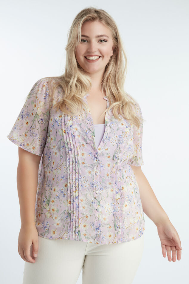 Blouse met bloemen en lurex details image number 0