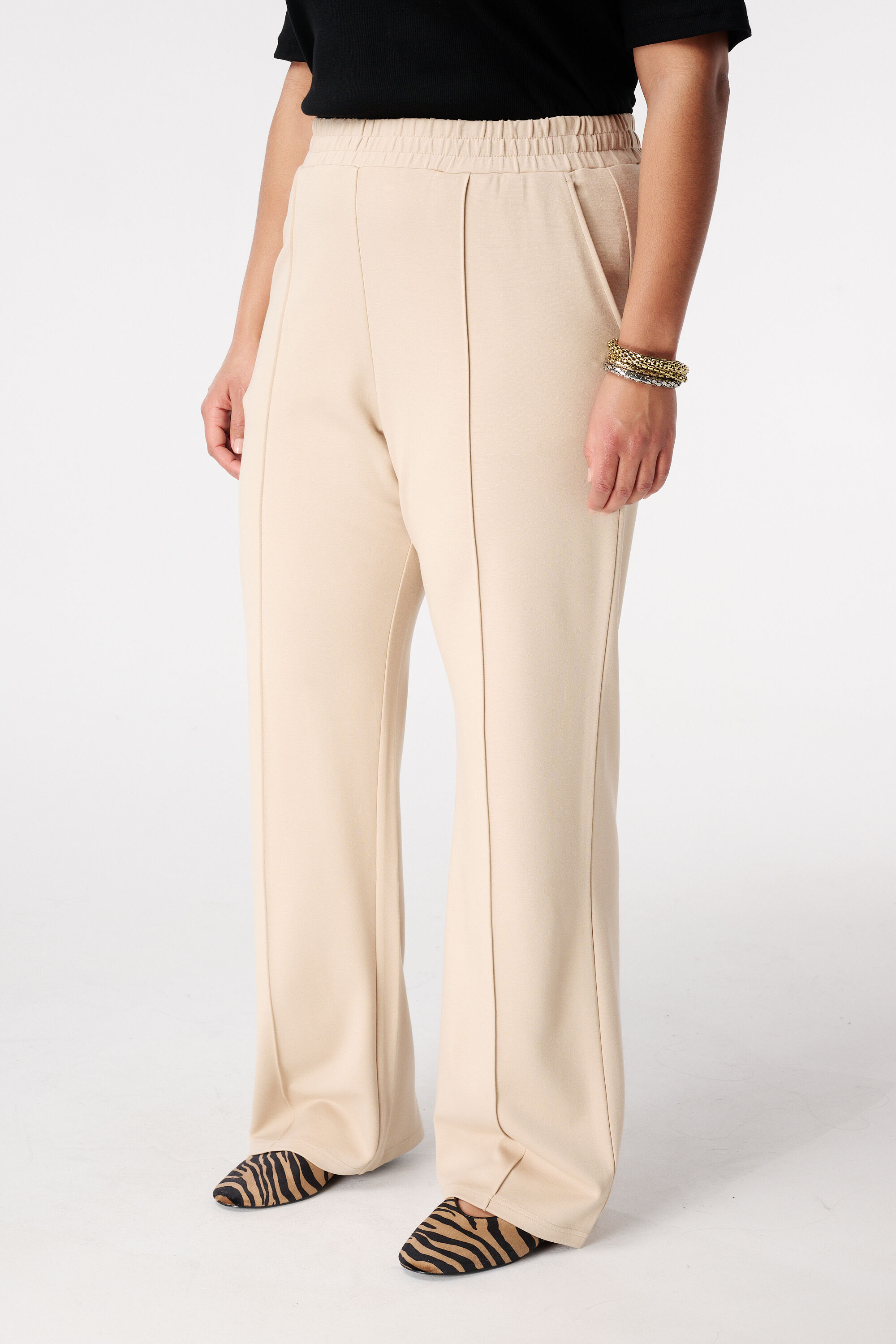 Wide leg pantalon met siernaden image number 5