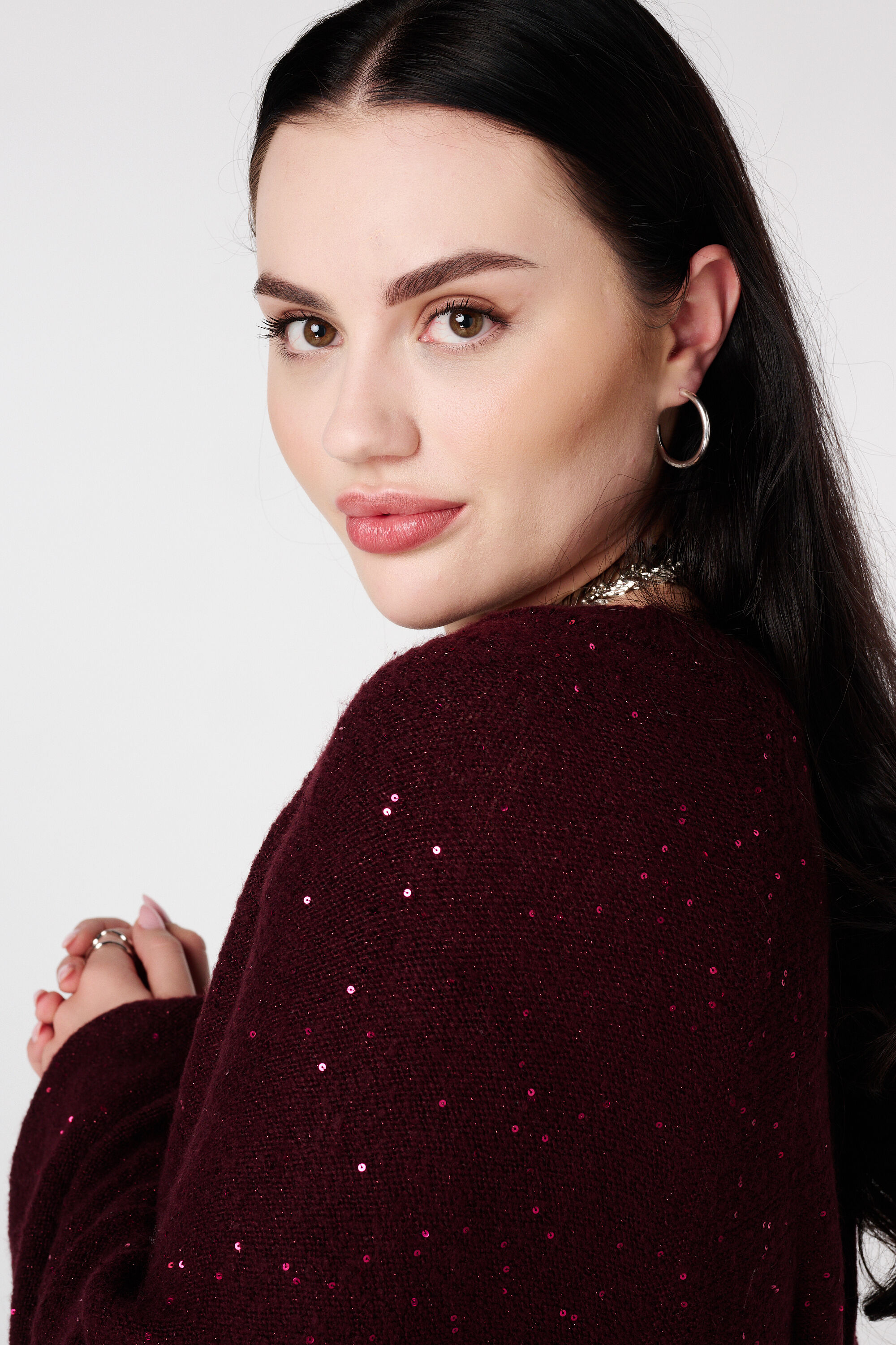 Gebreide tuniek met glitter en pailletten image number 4