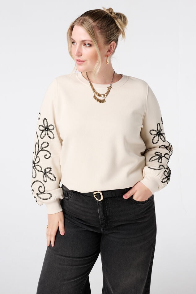 Sweater met broderie details image number 0