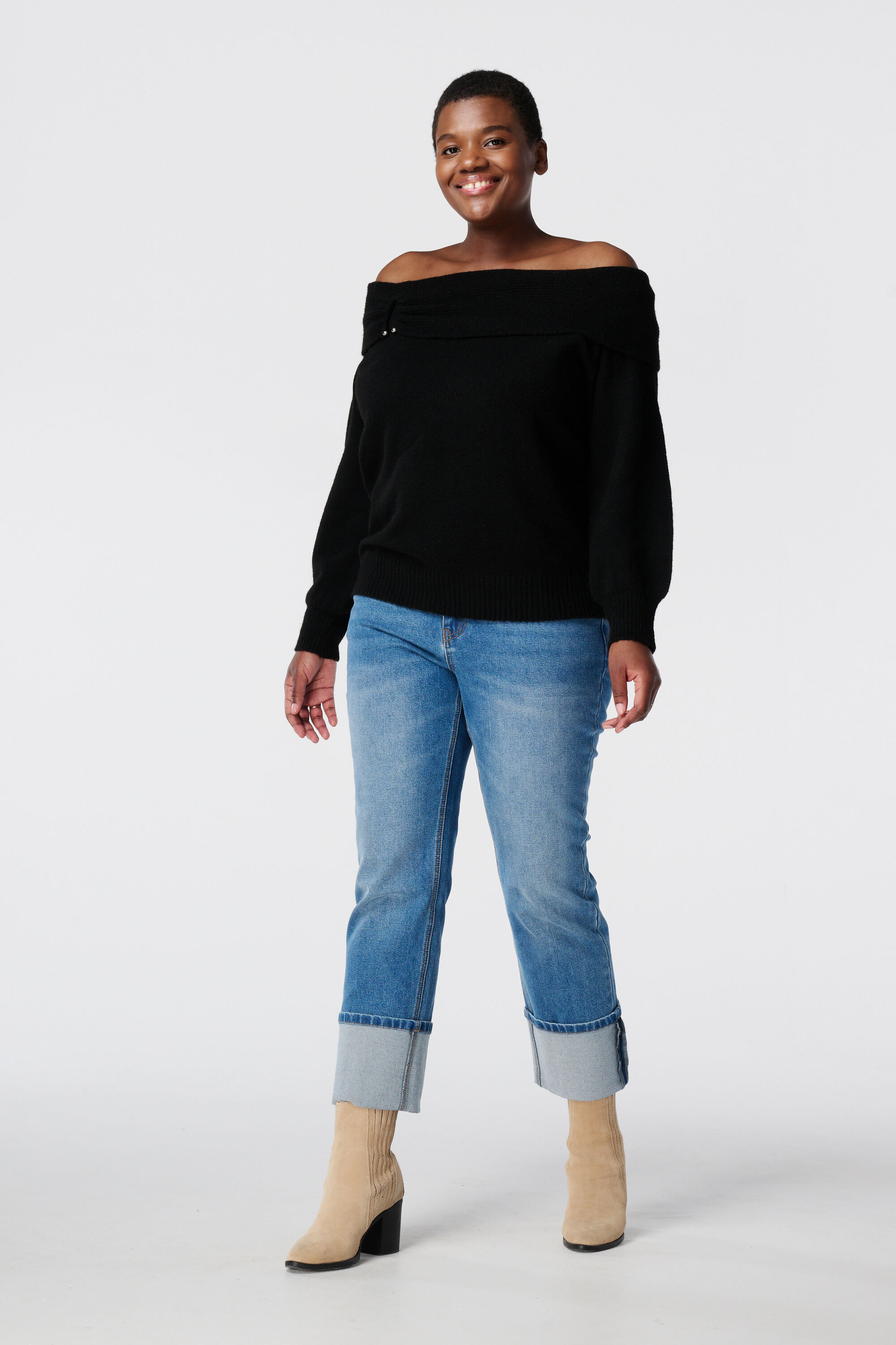 Gebreide off-shoulder trui image number 5