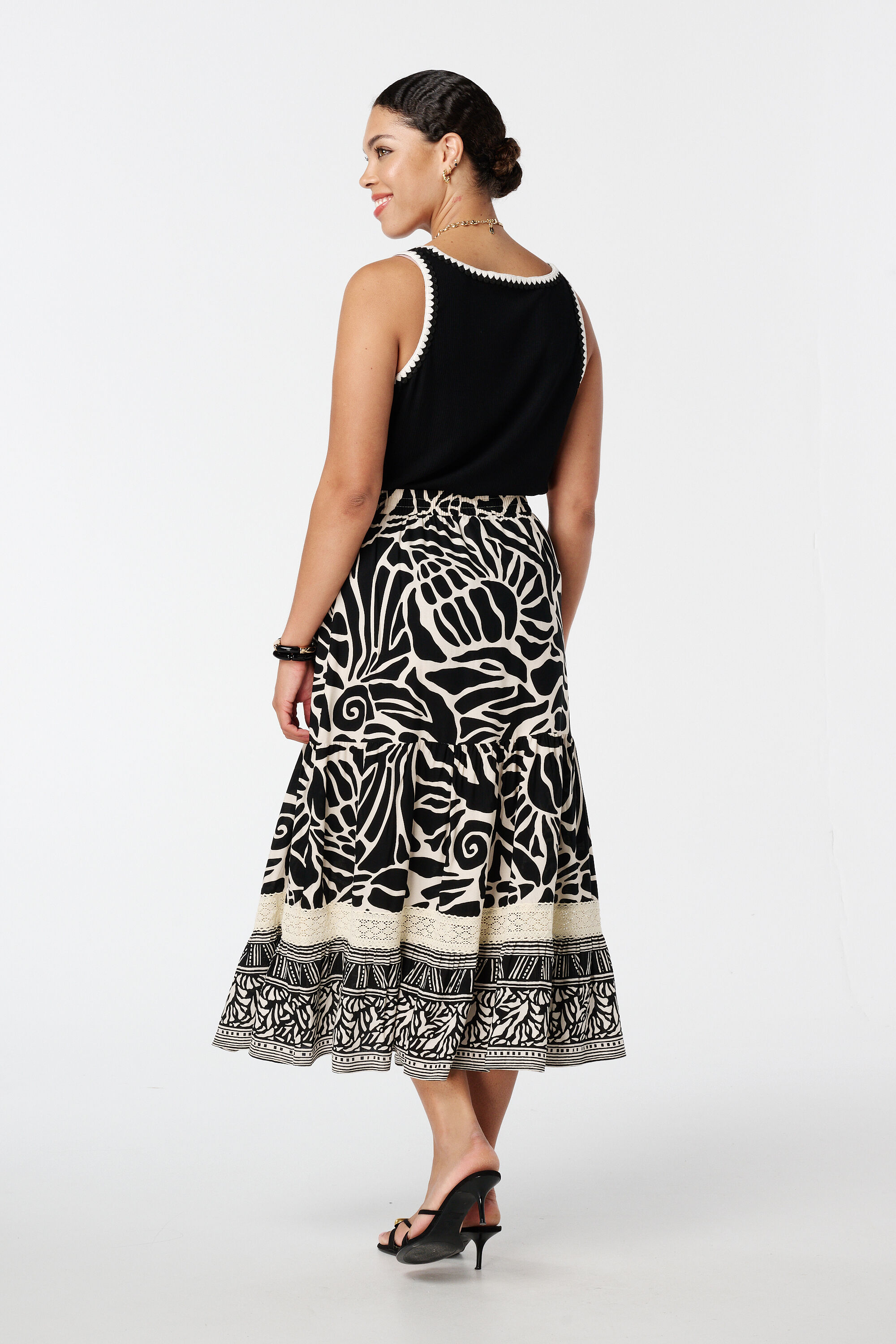 Rok met print en kanten details image number 3