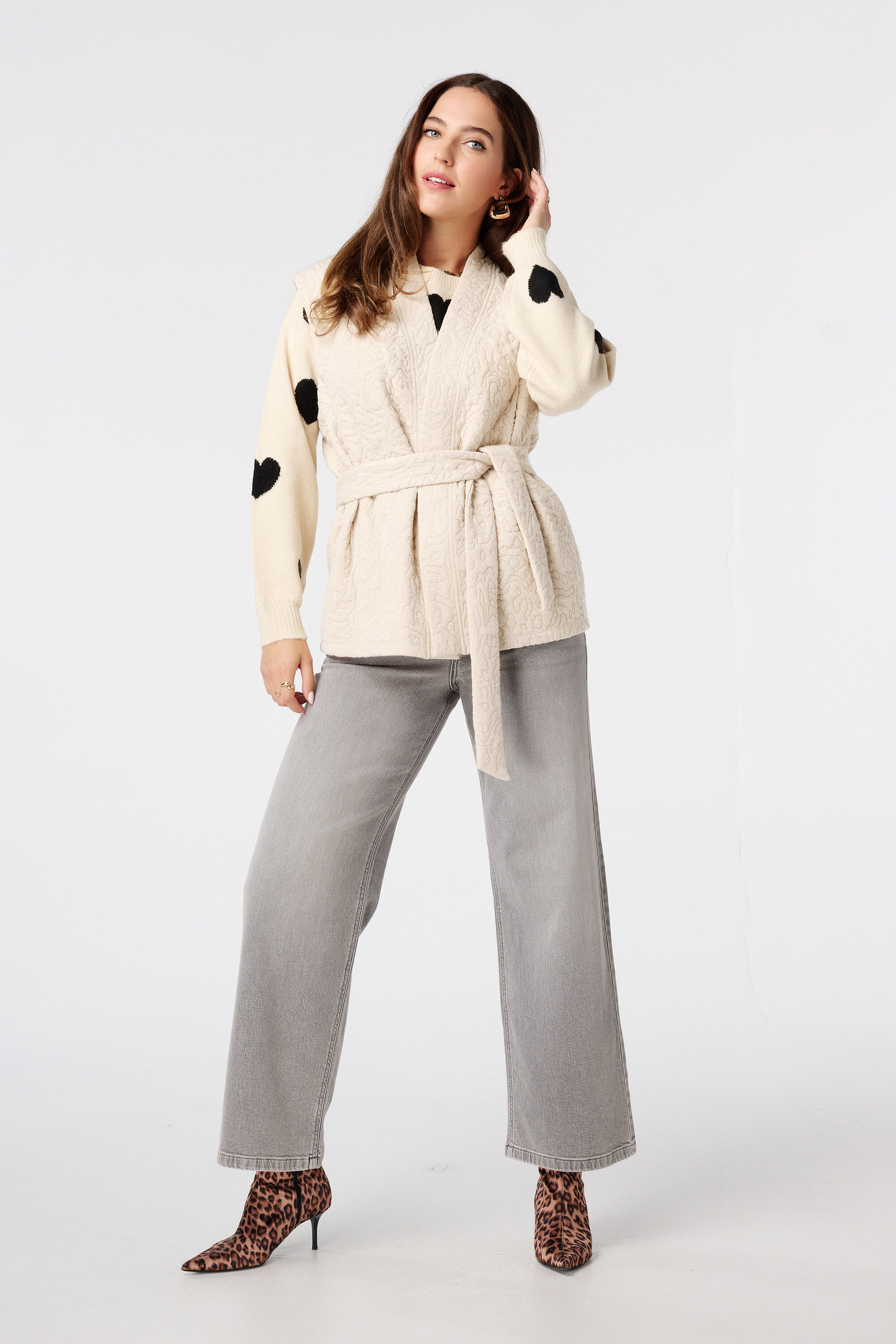 Gebreide trui met hartjespatroon image number 5