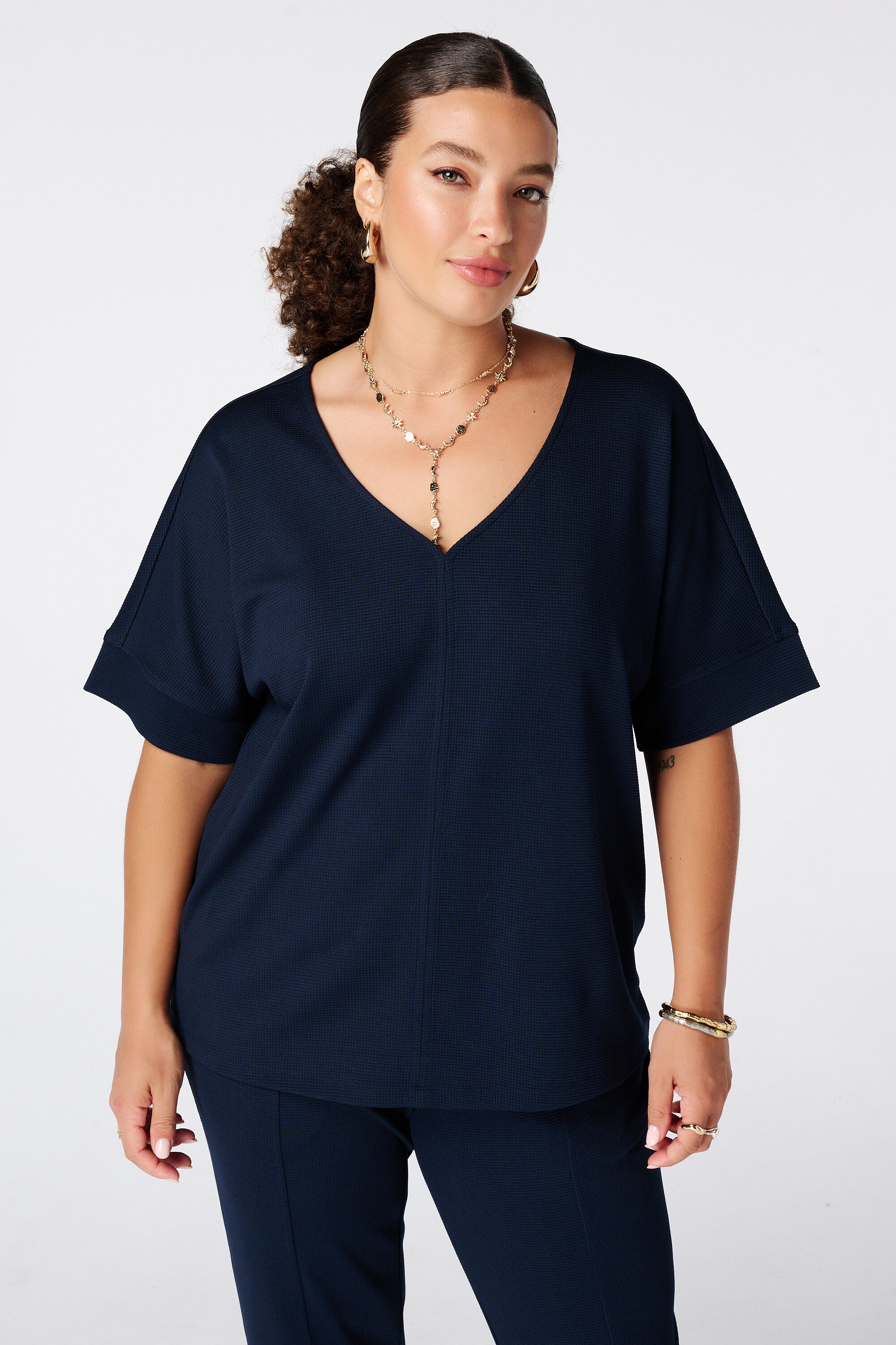 Basic top met wafelstructuur