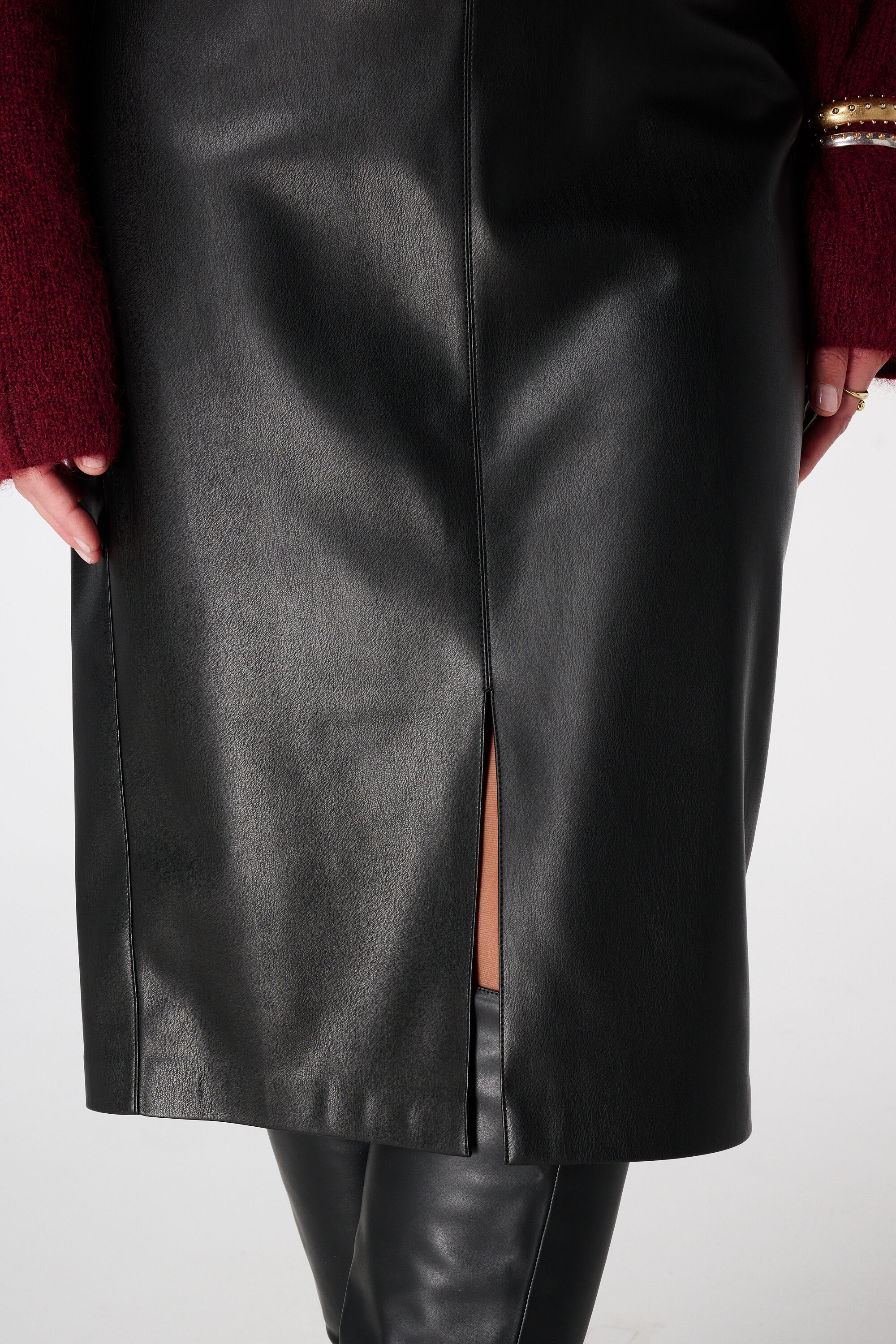 Midi rok van PU leerlook image number 4