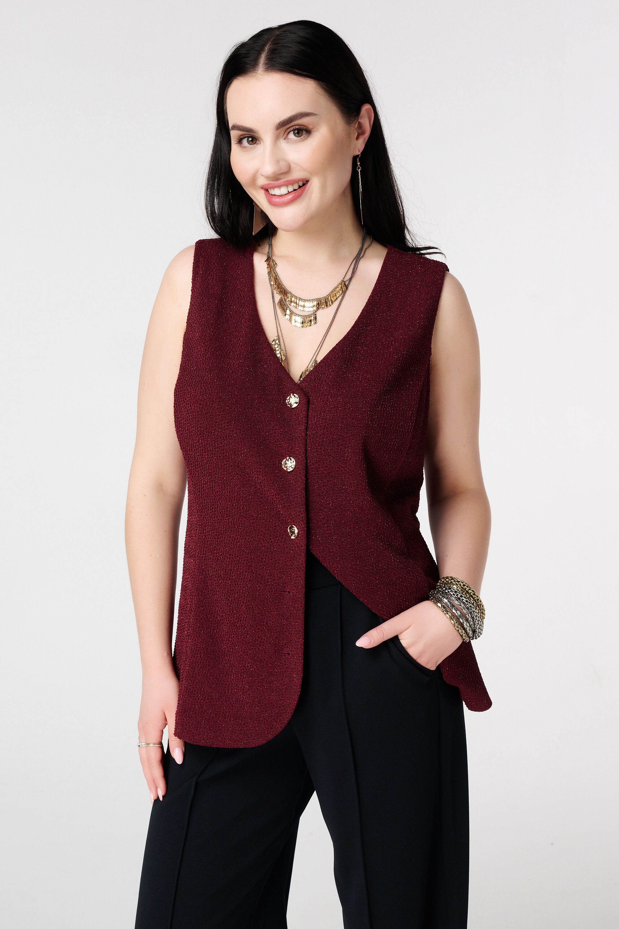 Gilet met knopen en lurex