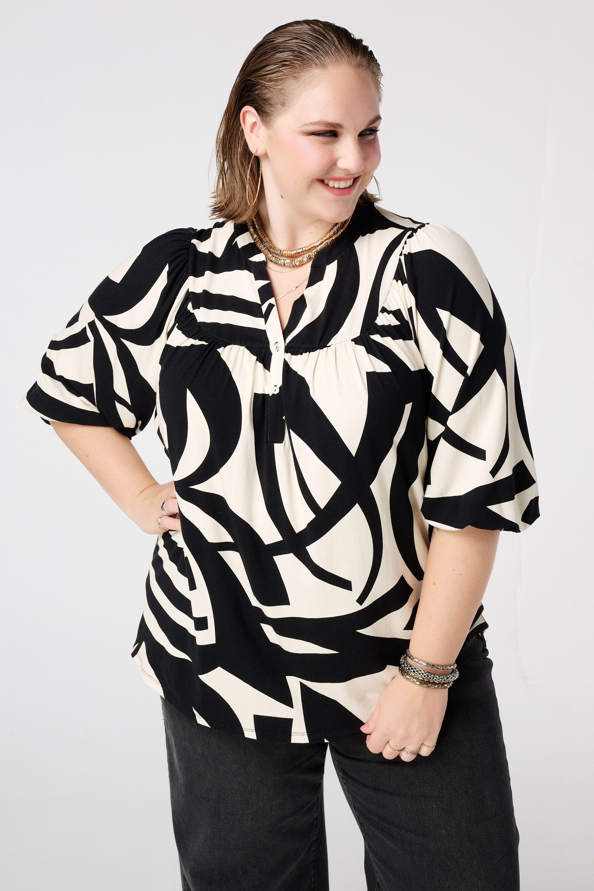 Jersey top met print