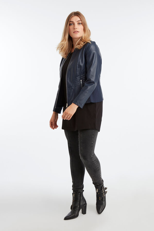 Imitatieleren jasje met ronde halslijn image number 3