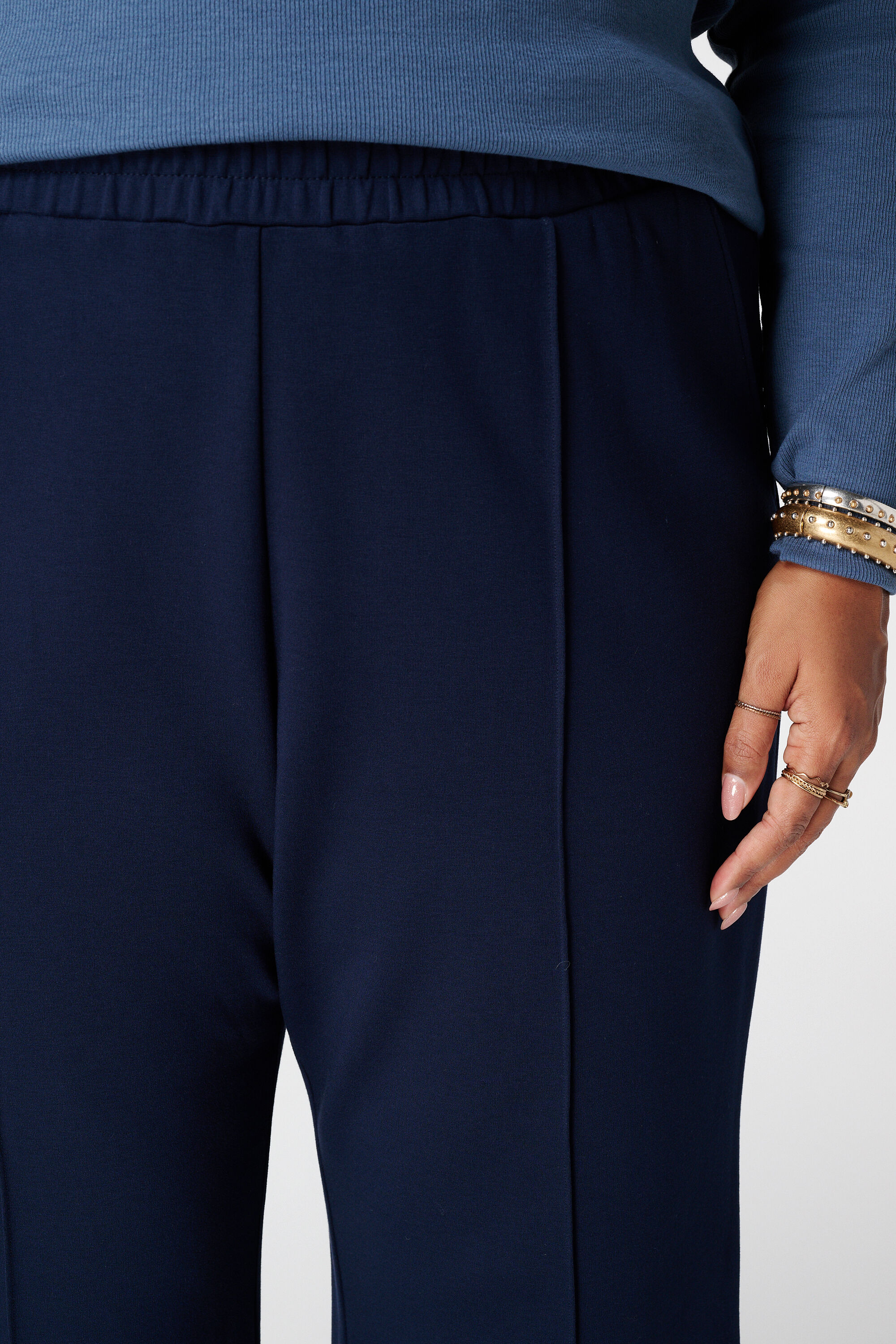 Wide leg pantalon met siernaden image number 4