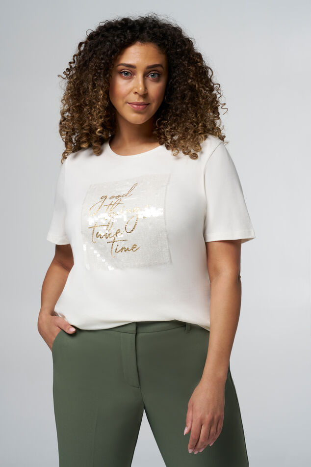 T-shirt met tekst in sequin image number 0