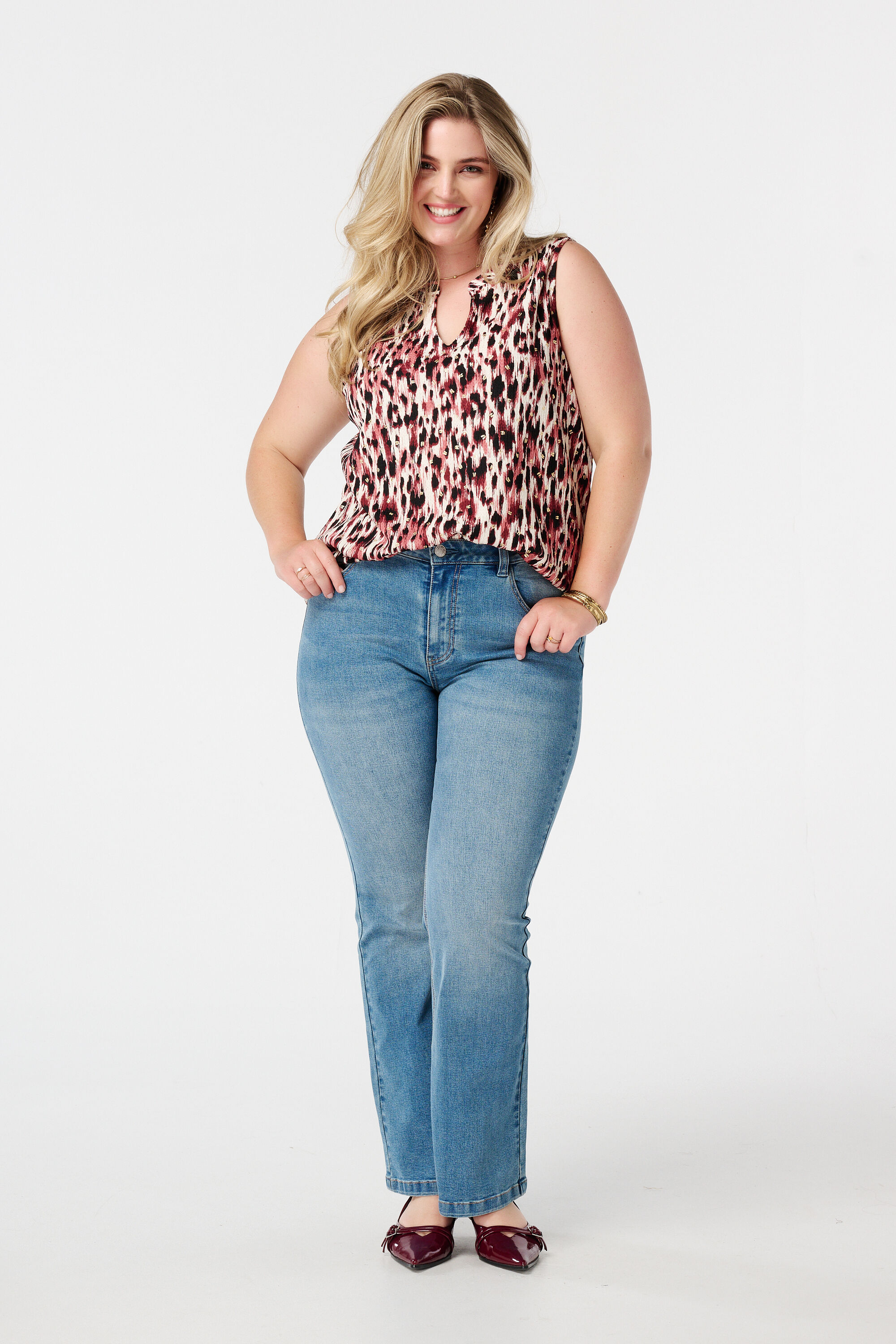 Mouwloze top met print image number 5