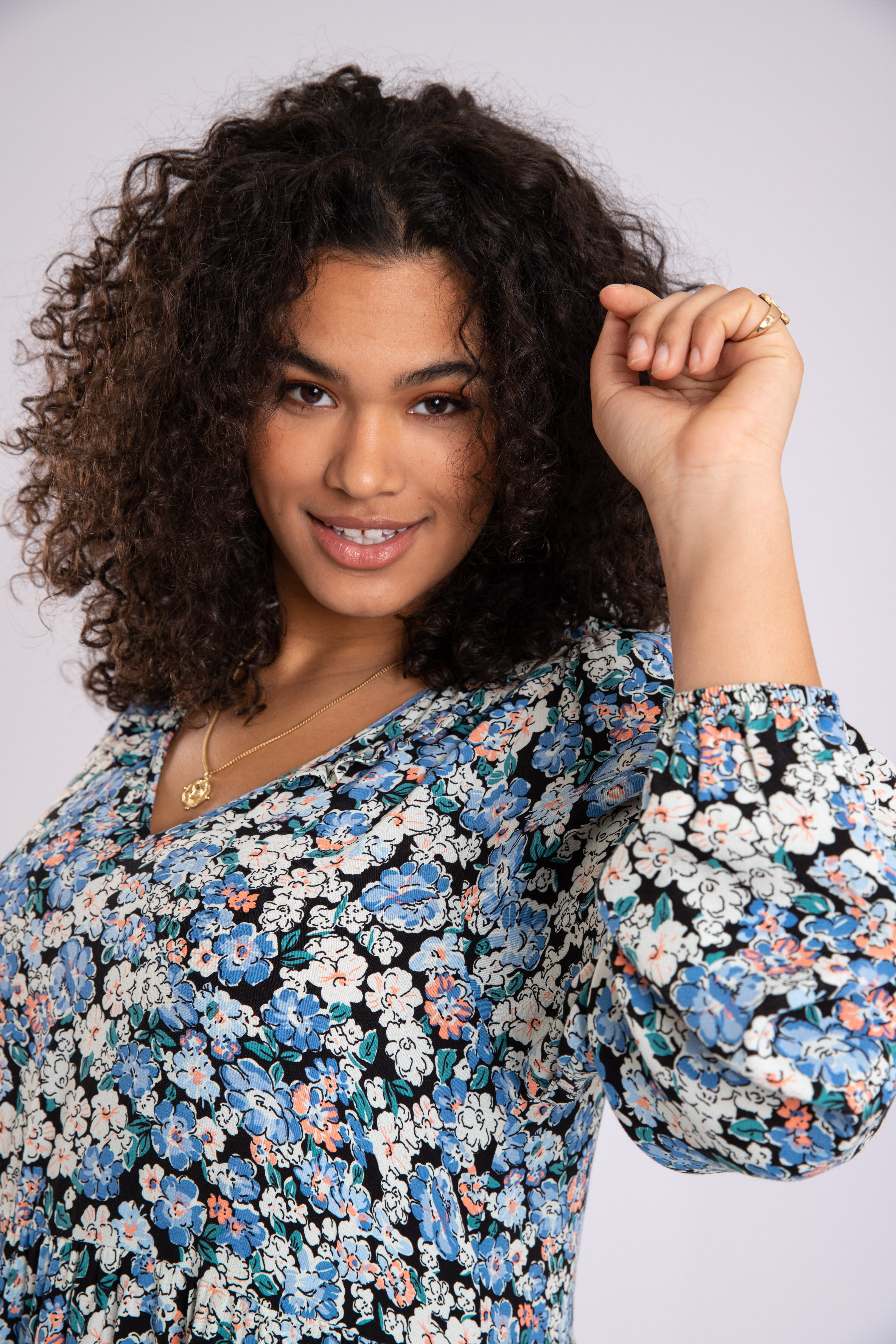 Lange wijde jurk met print image number 6