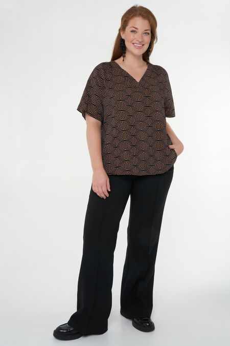 V-hals blouse met korte mouwen en print