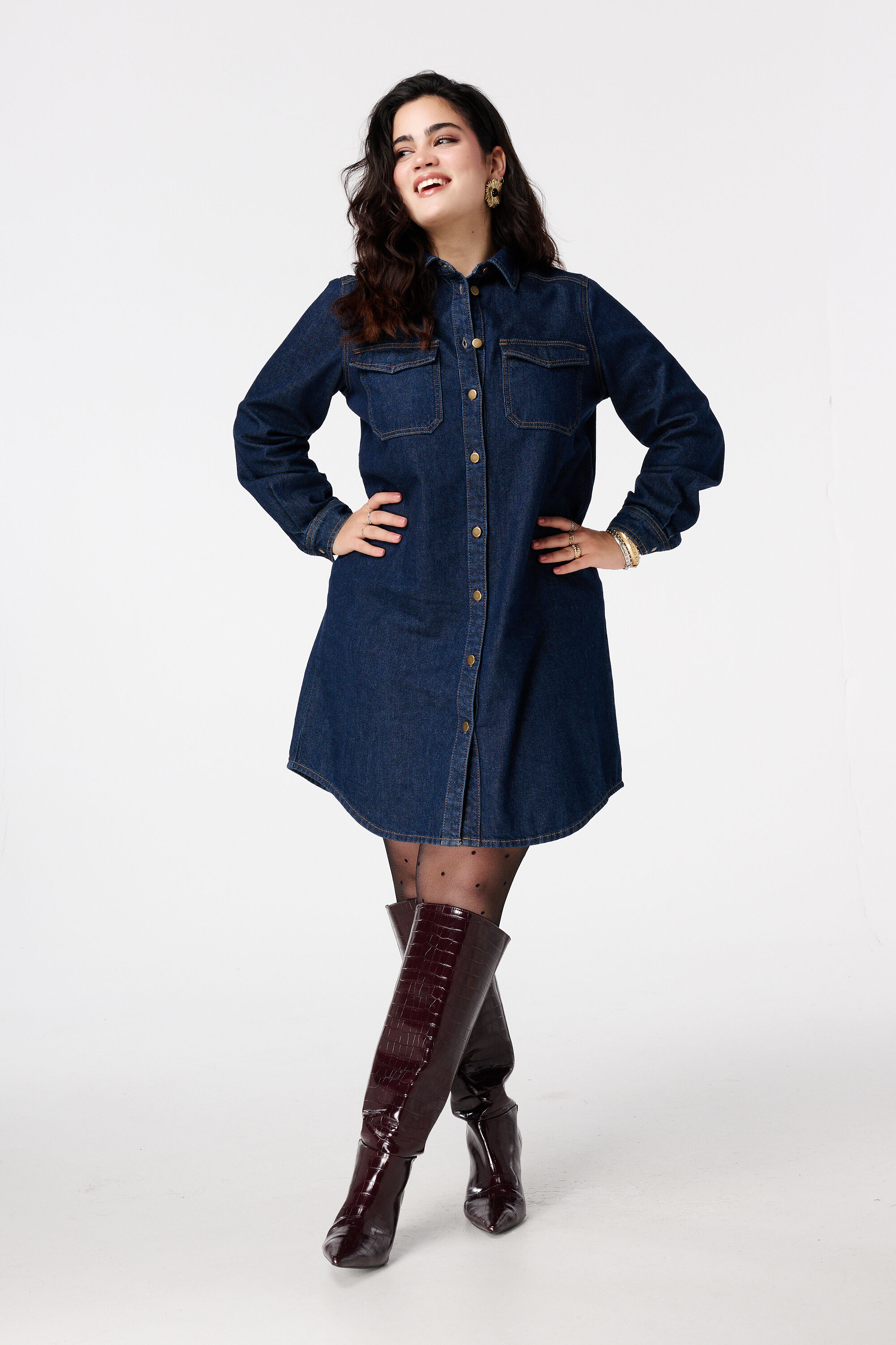 Spijkerjurk met knoopsluiting