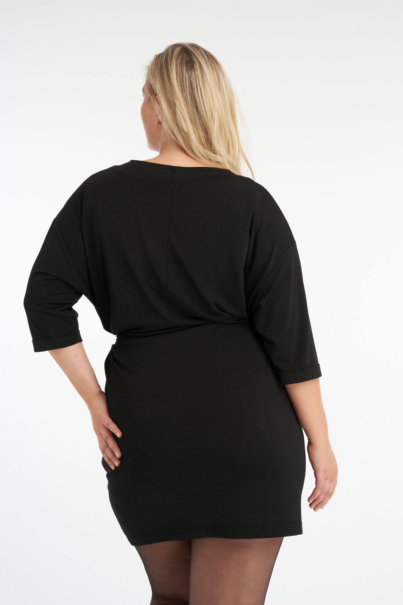 Jersey jurk met strik ceintuur image number 3