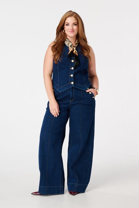 Wide leg jeans met sierknopen Wide leg jeans met sierknopen