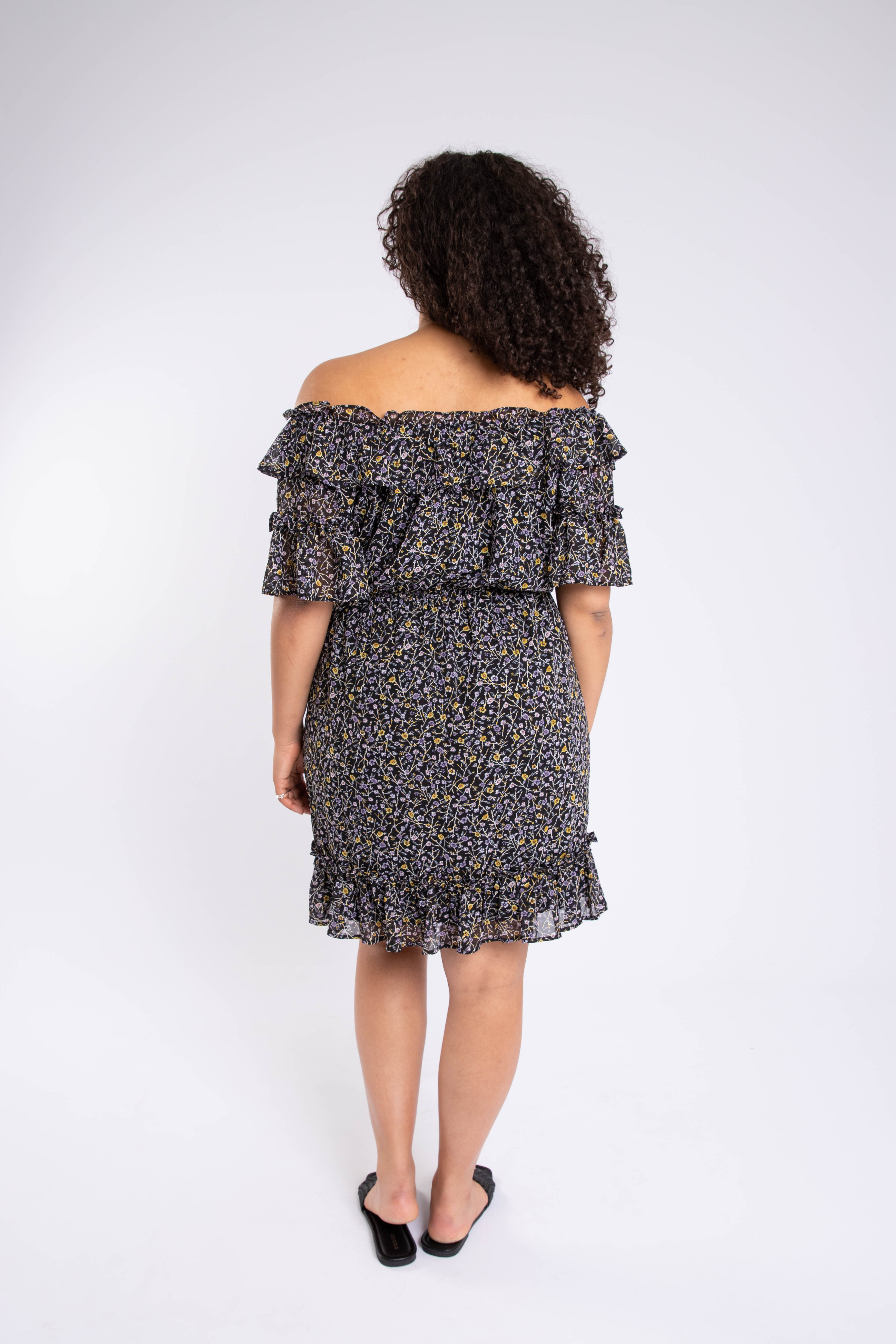 Off shoulder jurkje met print image number 4