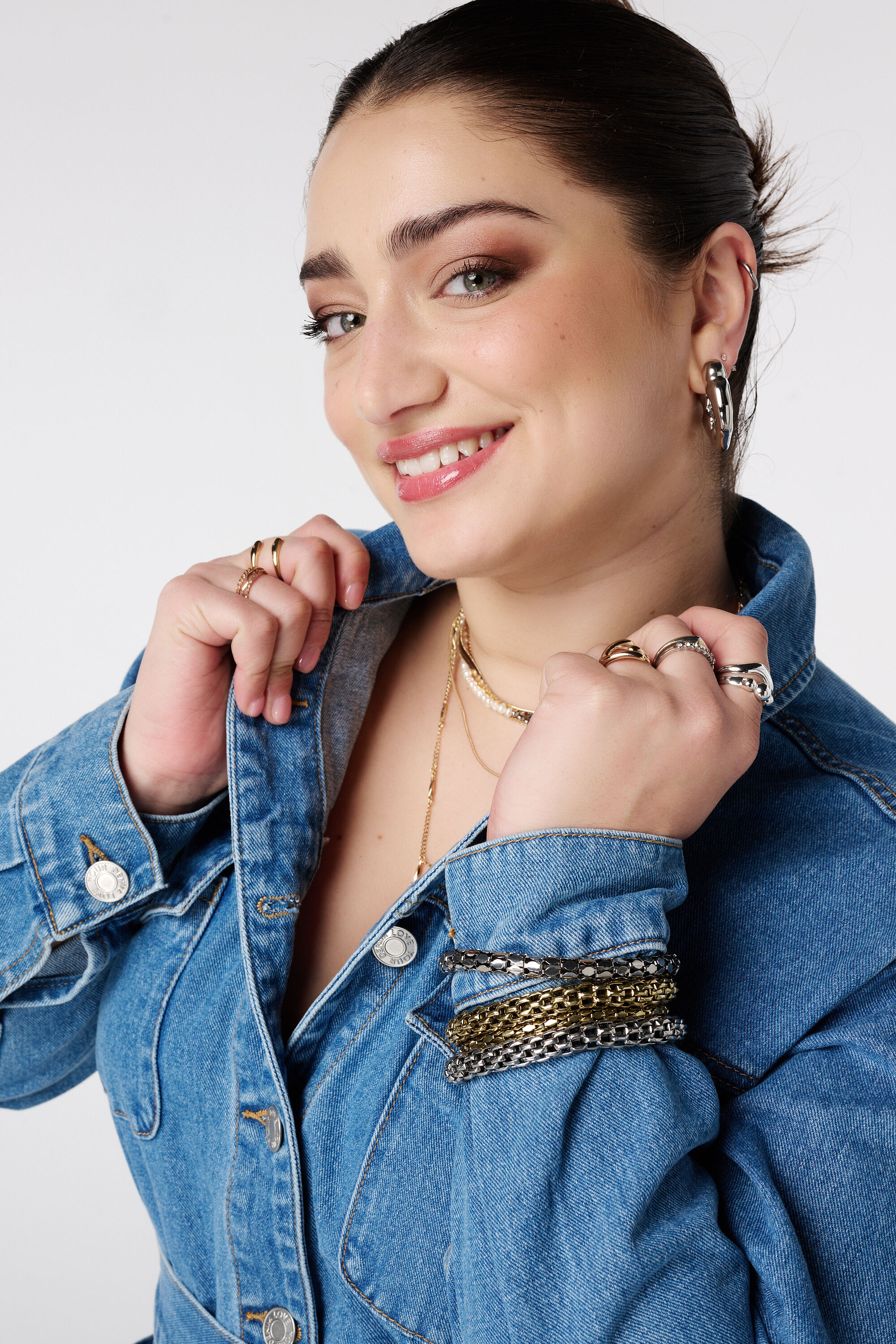 Spijkerjas met tailleband image number 4