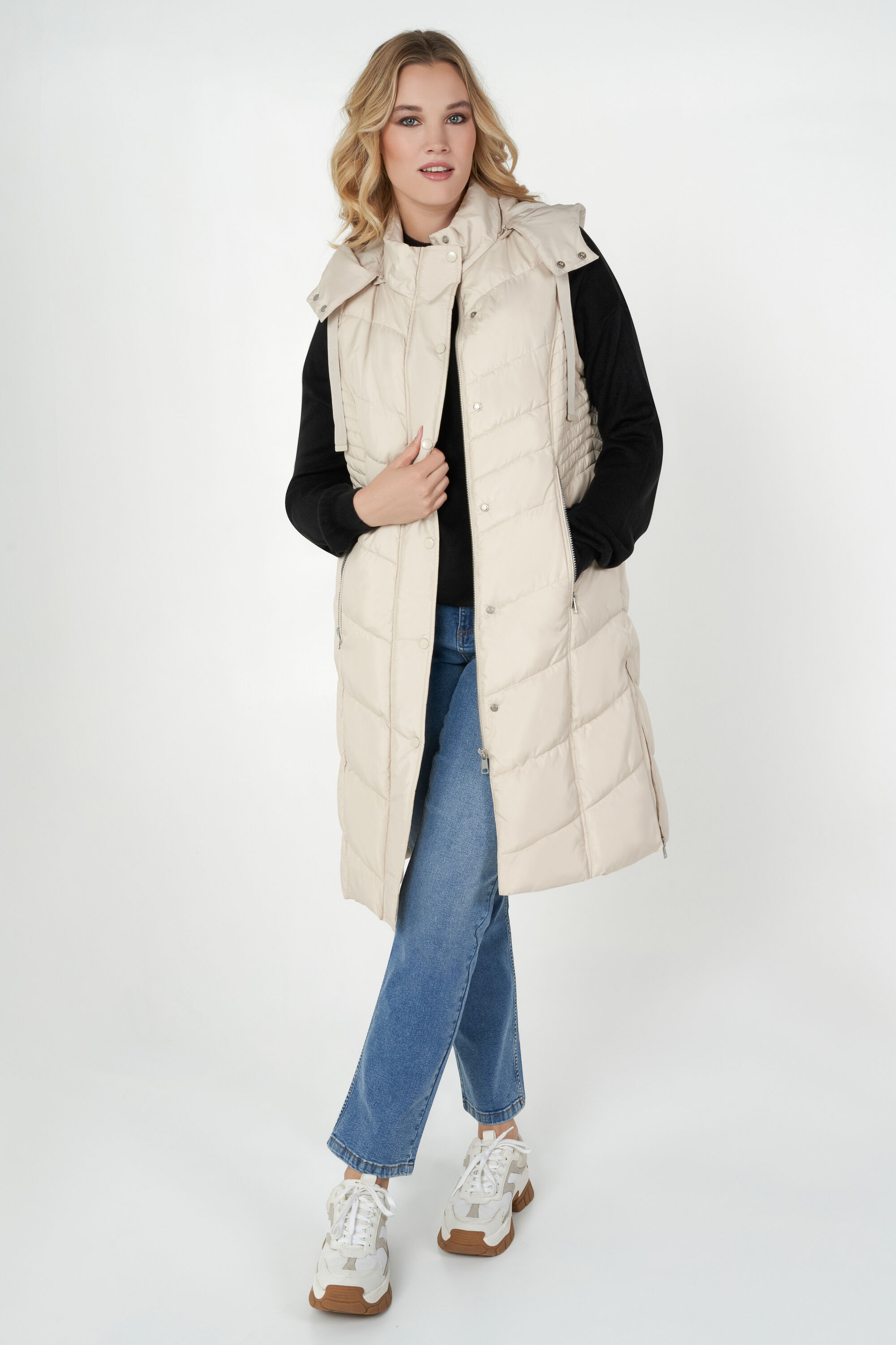 Lange gewatteerde jas image number 7