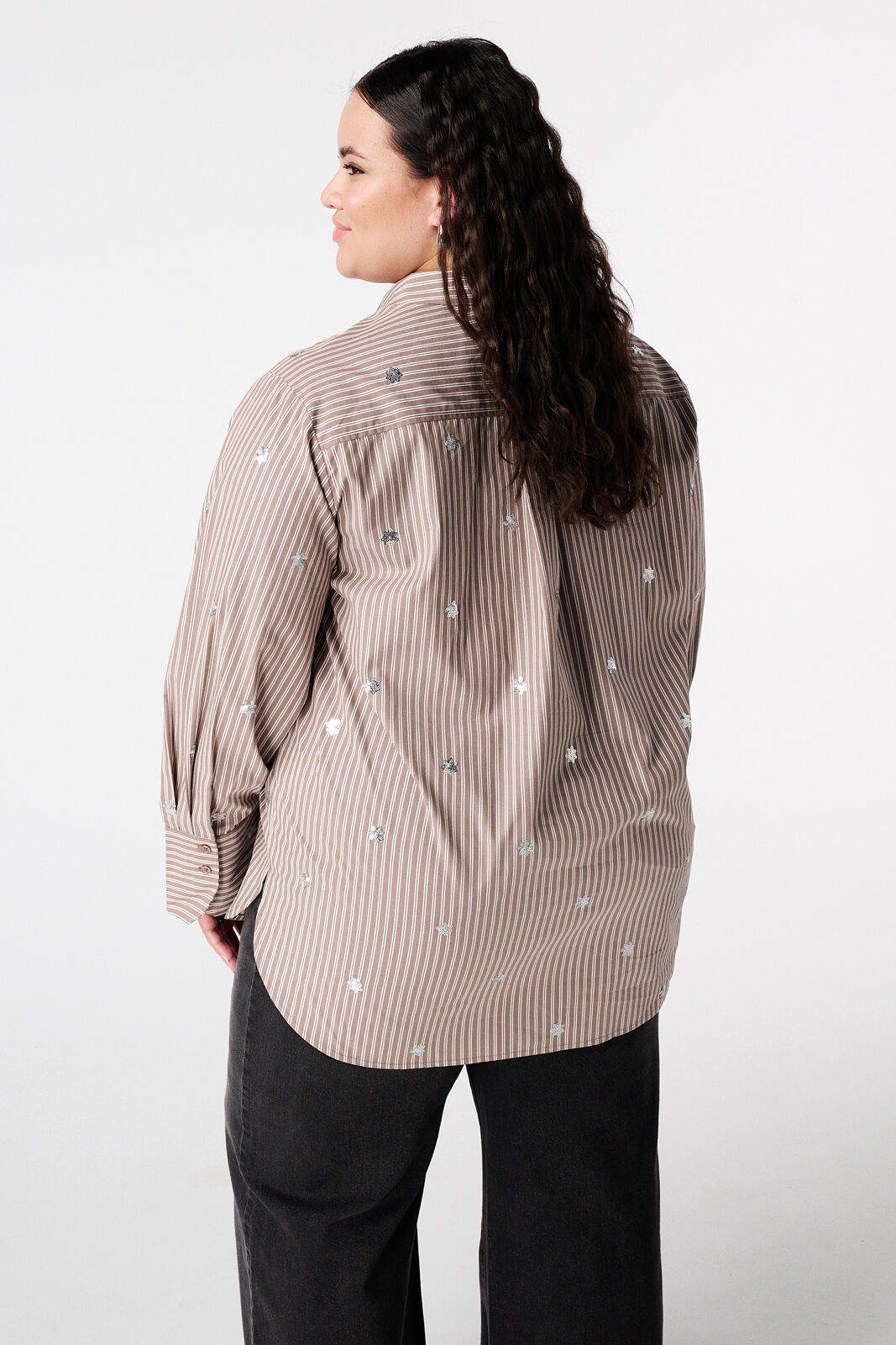 Gestreepte blouse met pailletten image number 3