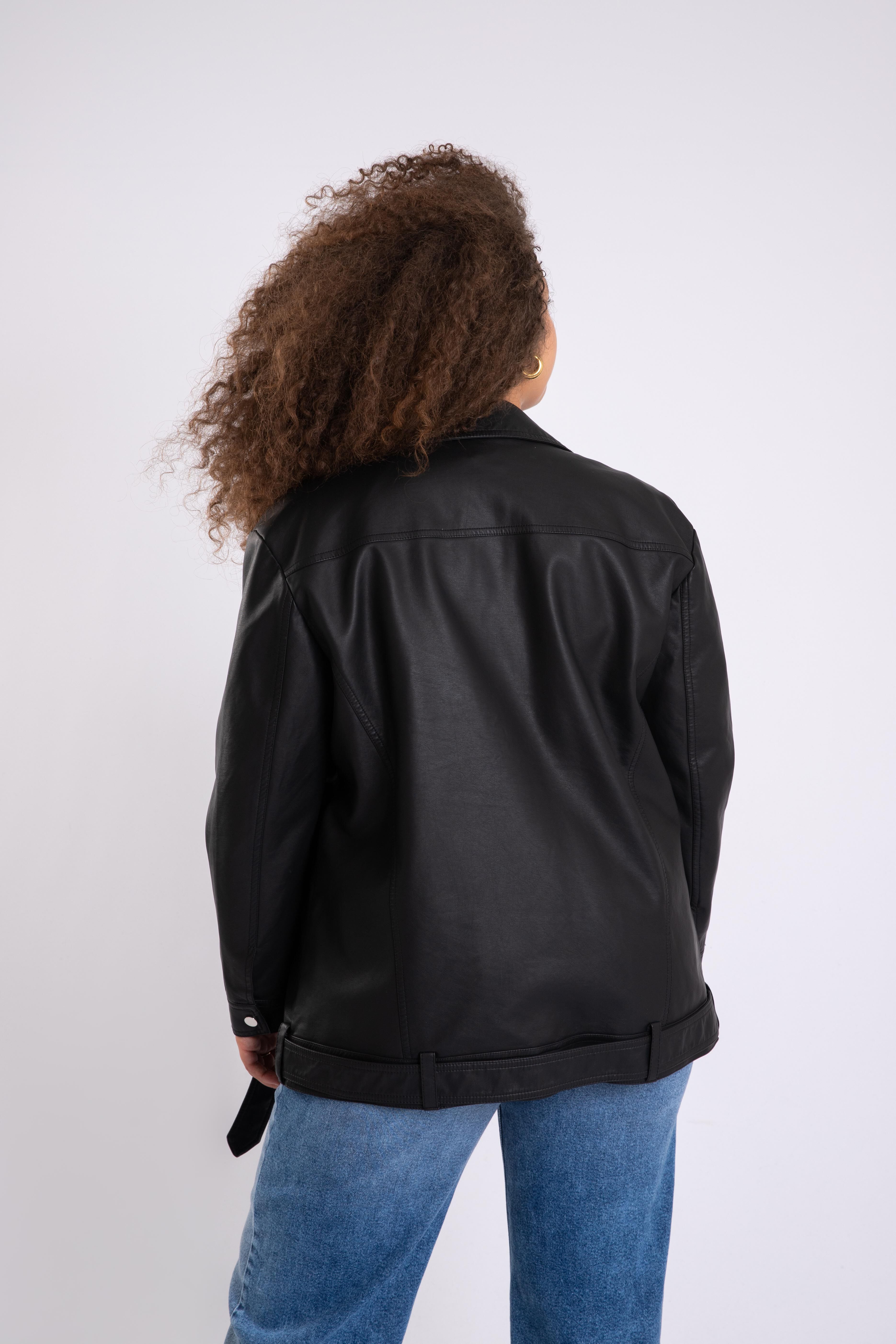 Oversized imitatieleren bikerjack image number 3