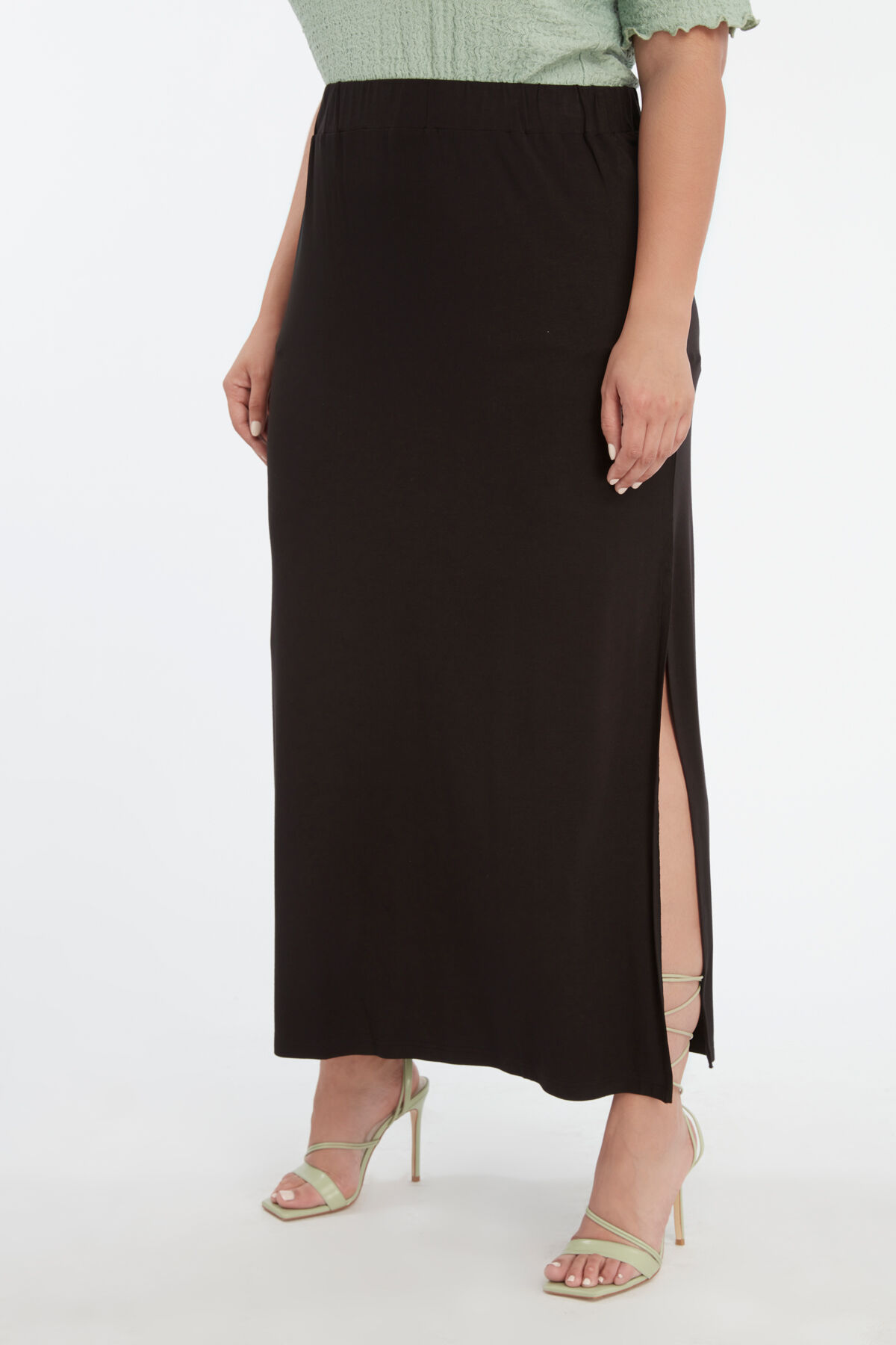 Lange effen rok met split image number 3