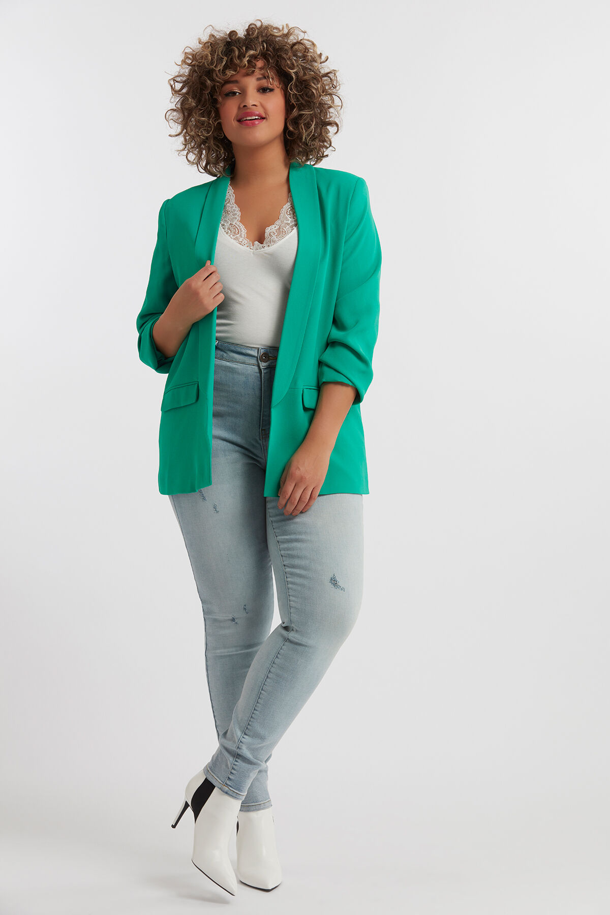 Cr&ecirc;pe blazer met rimpel effect image number 4