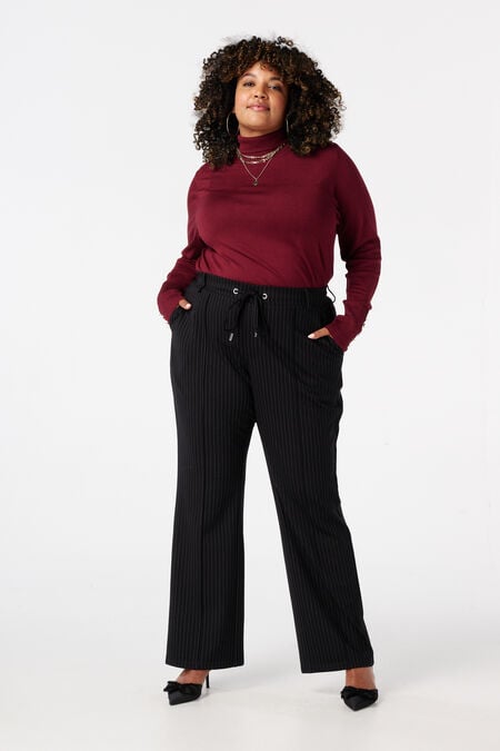 Broek met elastische taille en krijtstreep Broek met elastische taille en krijtstreep