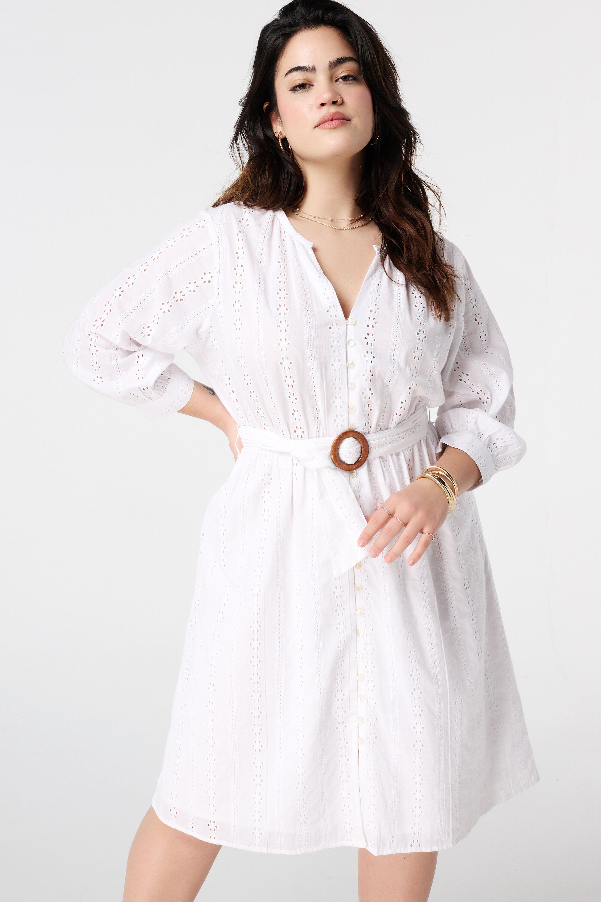 Jurk met broderie anglaise image number 5