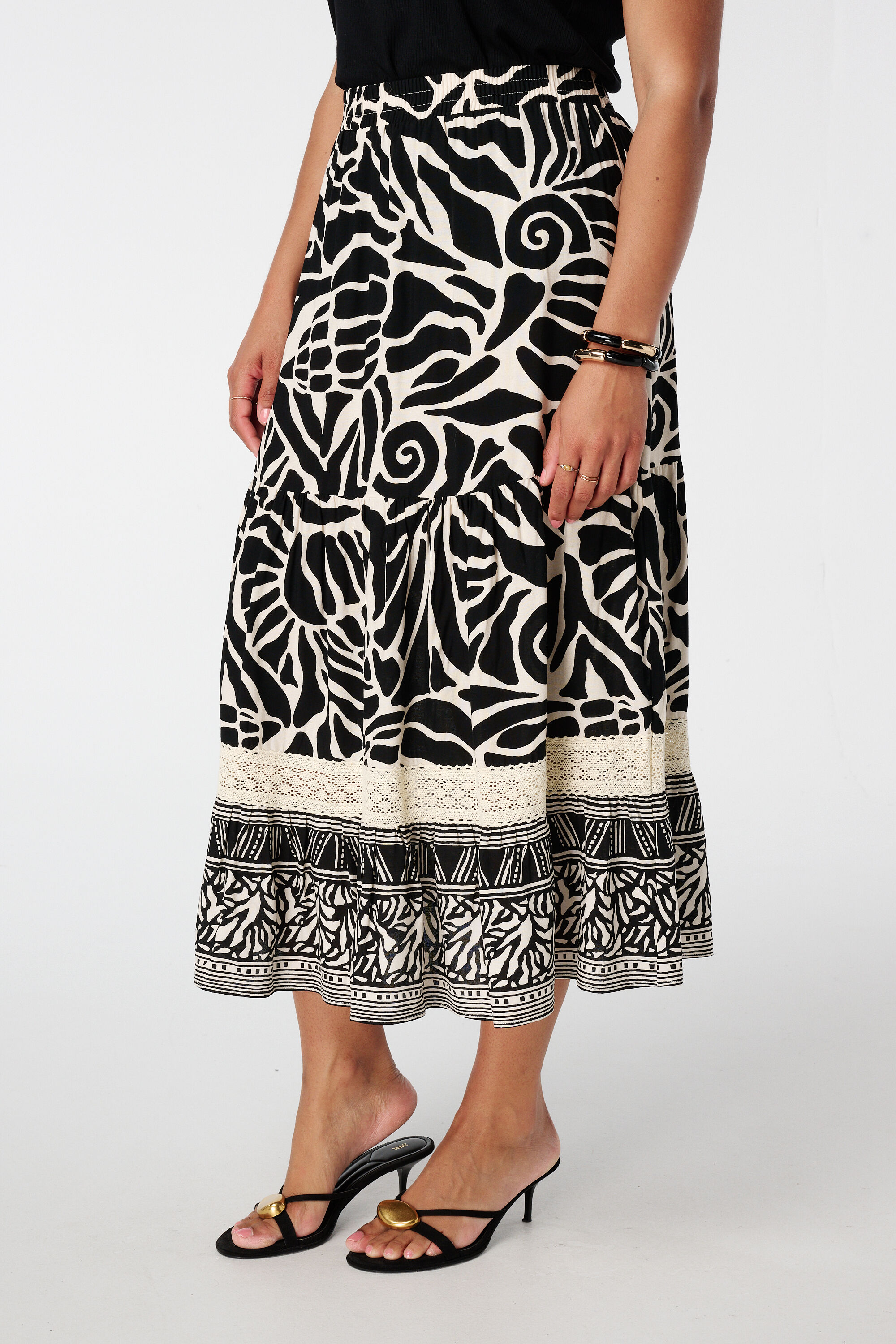 Rok met print en kanten details image number 5