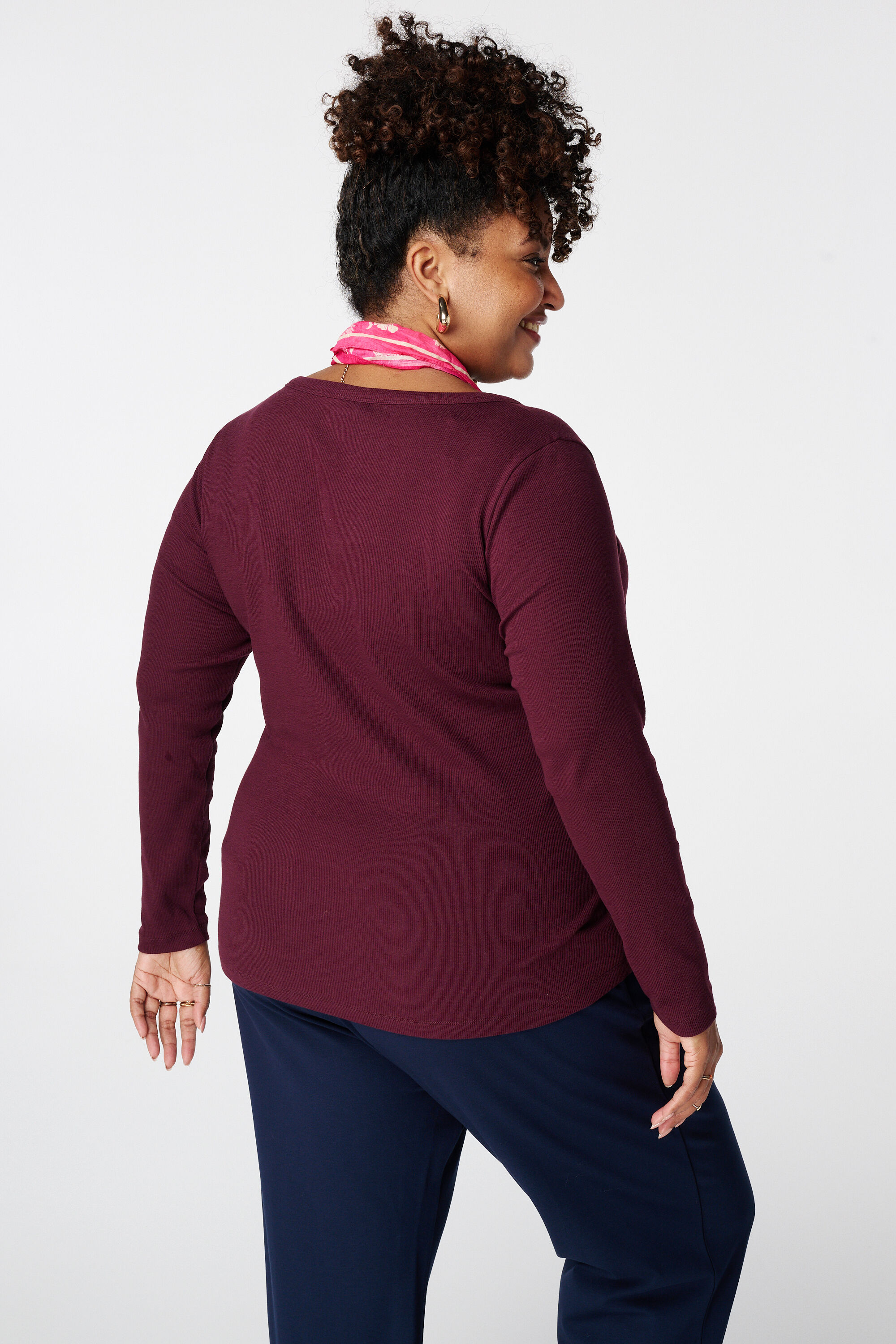 Geribde top met lange mouwen image number 3