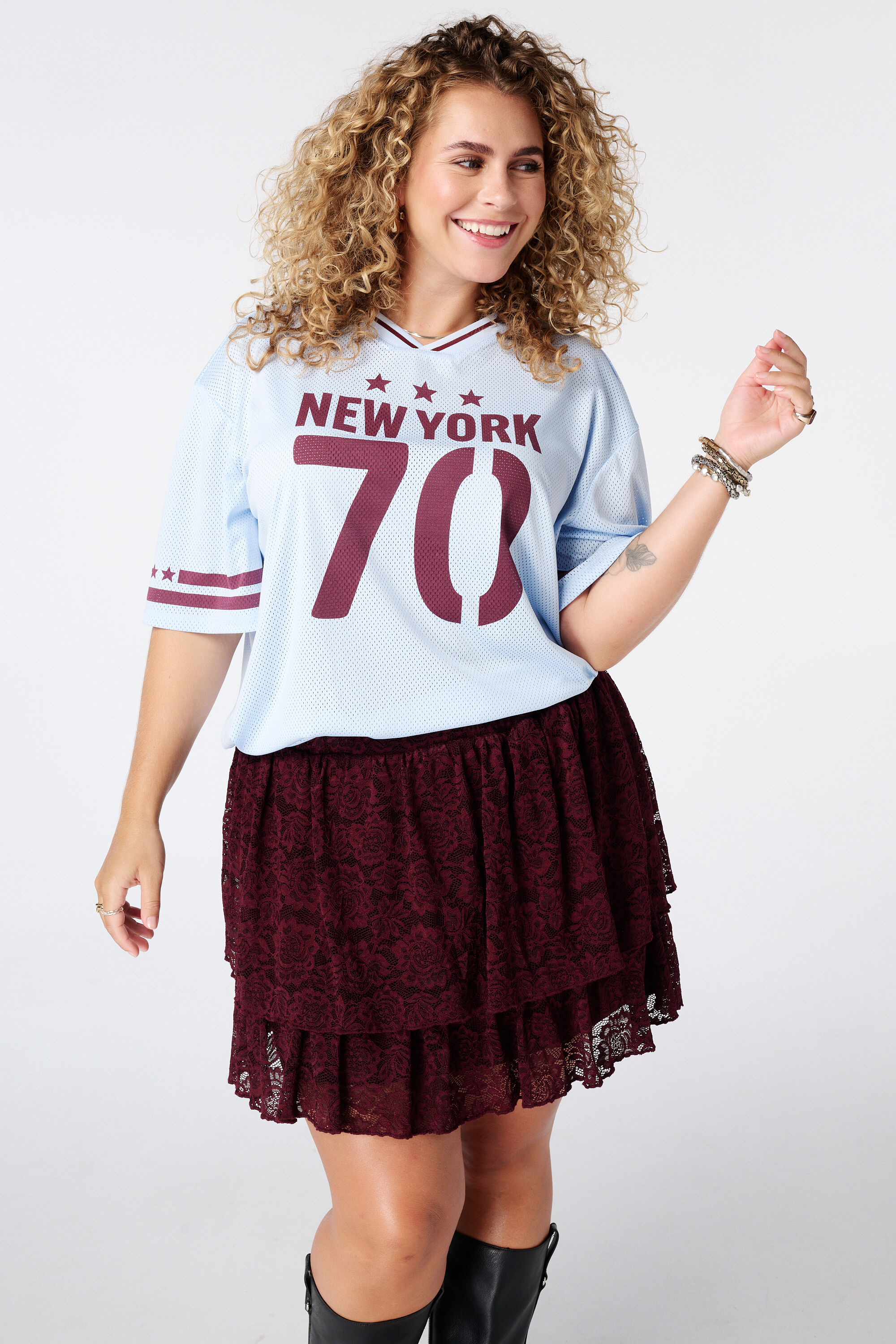 Oversized jersey met sportieve print
