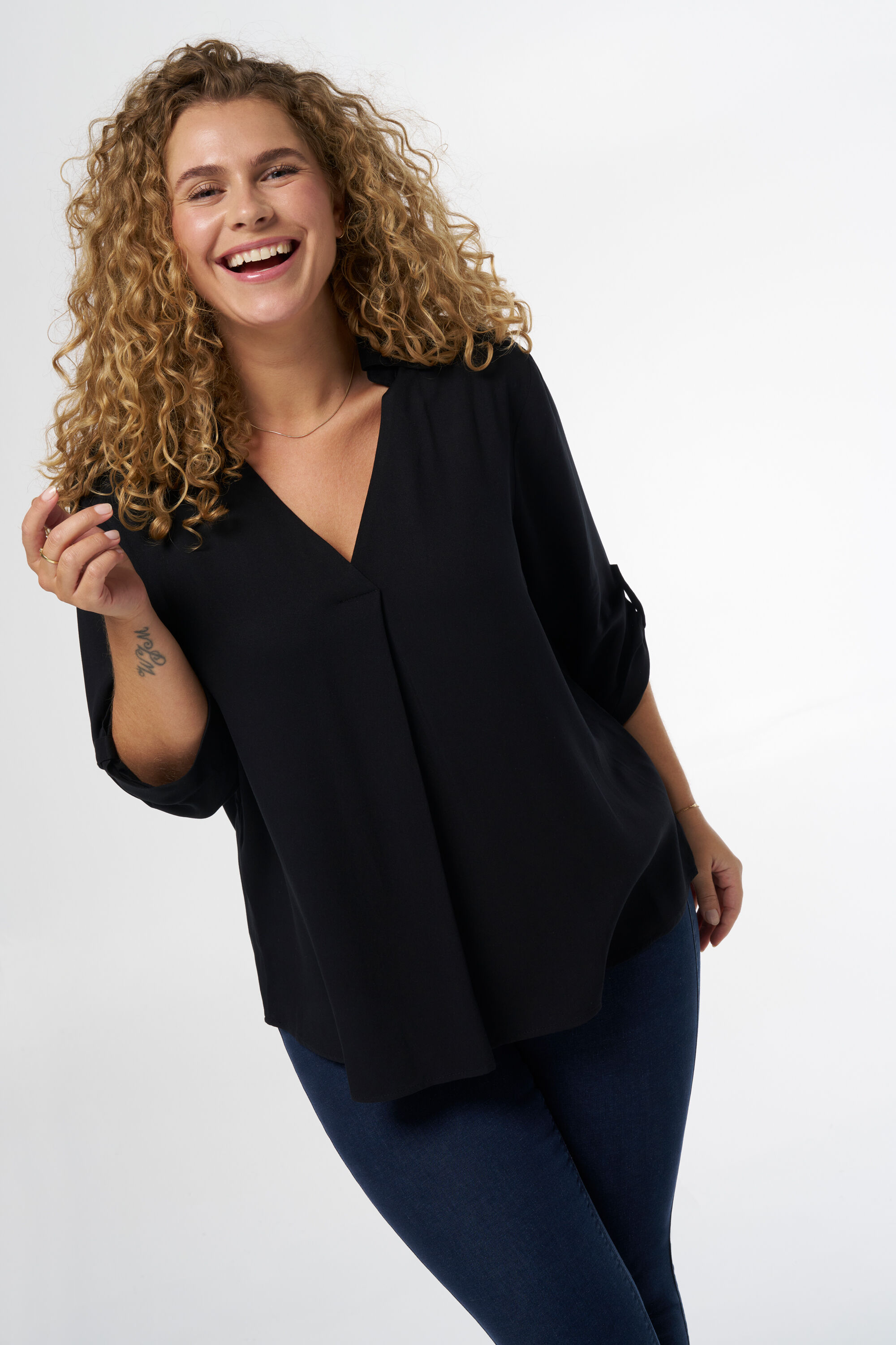 Blouse met v hals