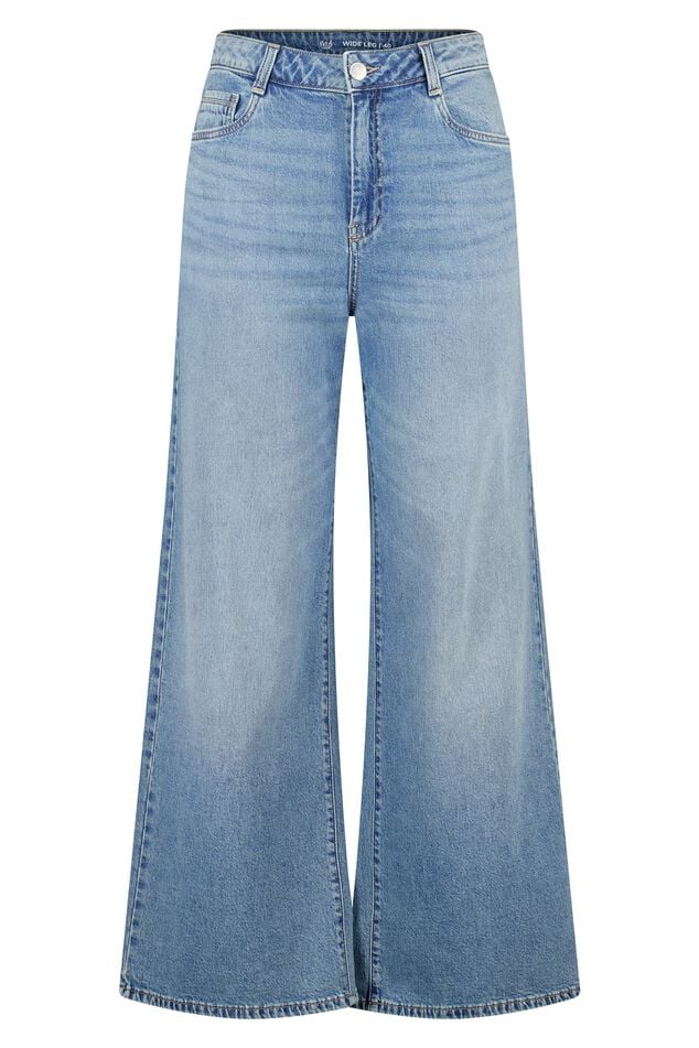 Wide leg jeans met hoge taille image number 1